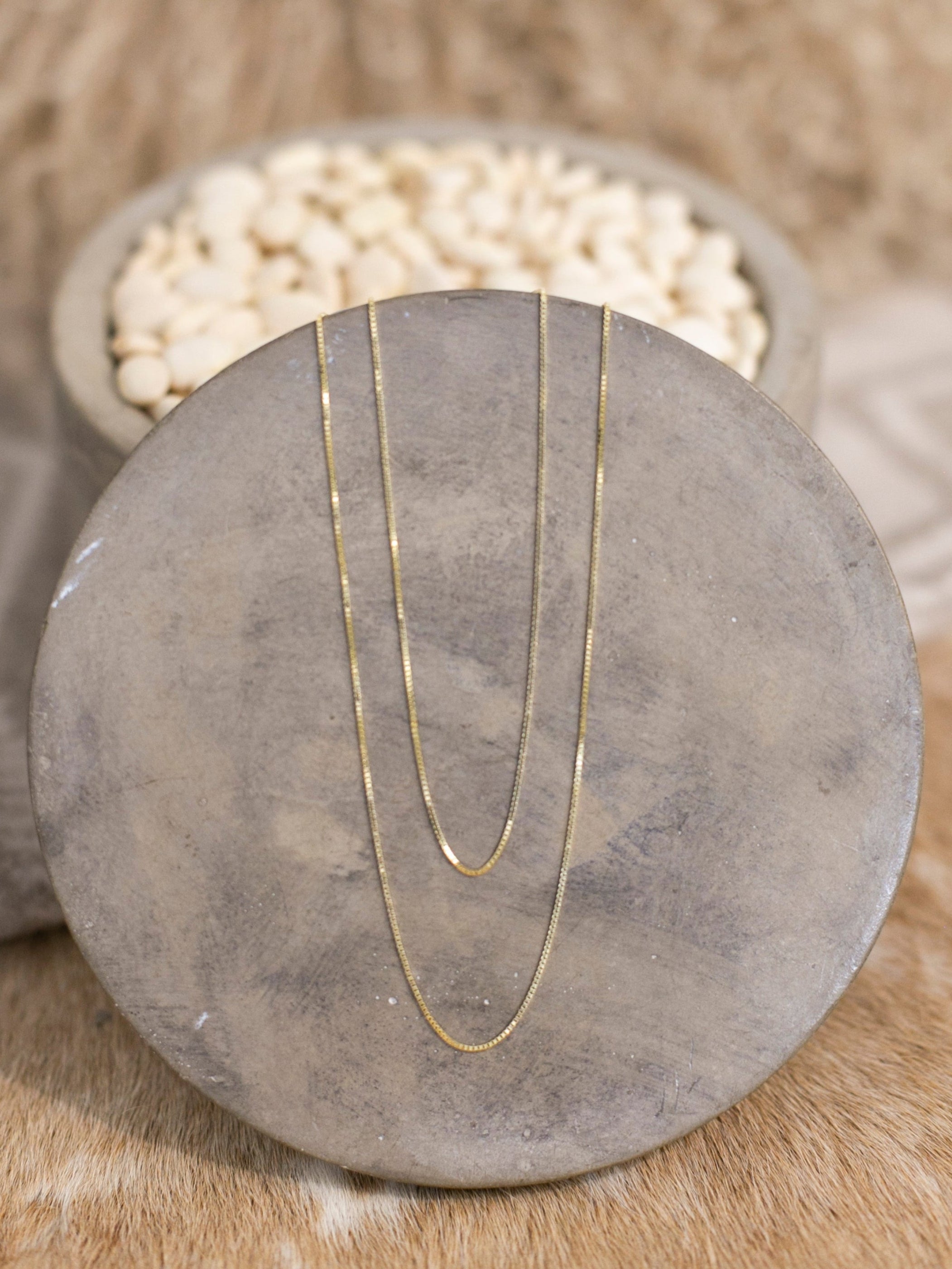 The Box Chain in 14k Gold-Necklaces-Calli Co., Turquoise and Silver Jewelry, Native American Handmade, Zuni Tribe, Navajo Tribe, Brock Texas