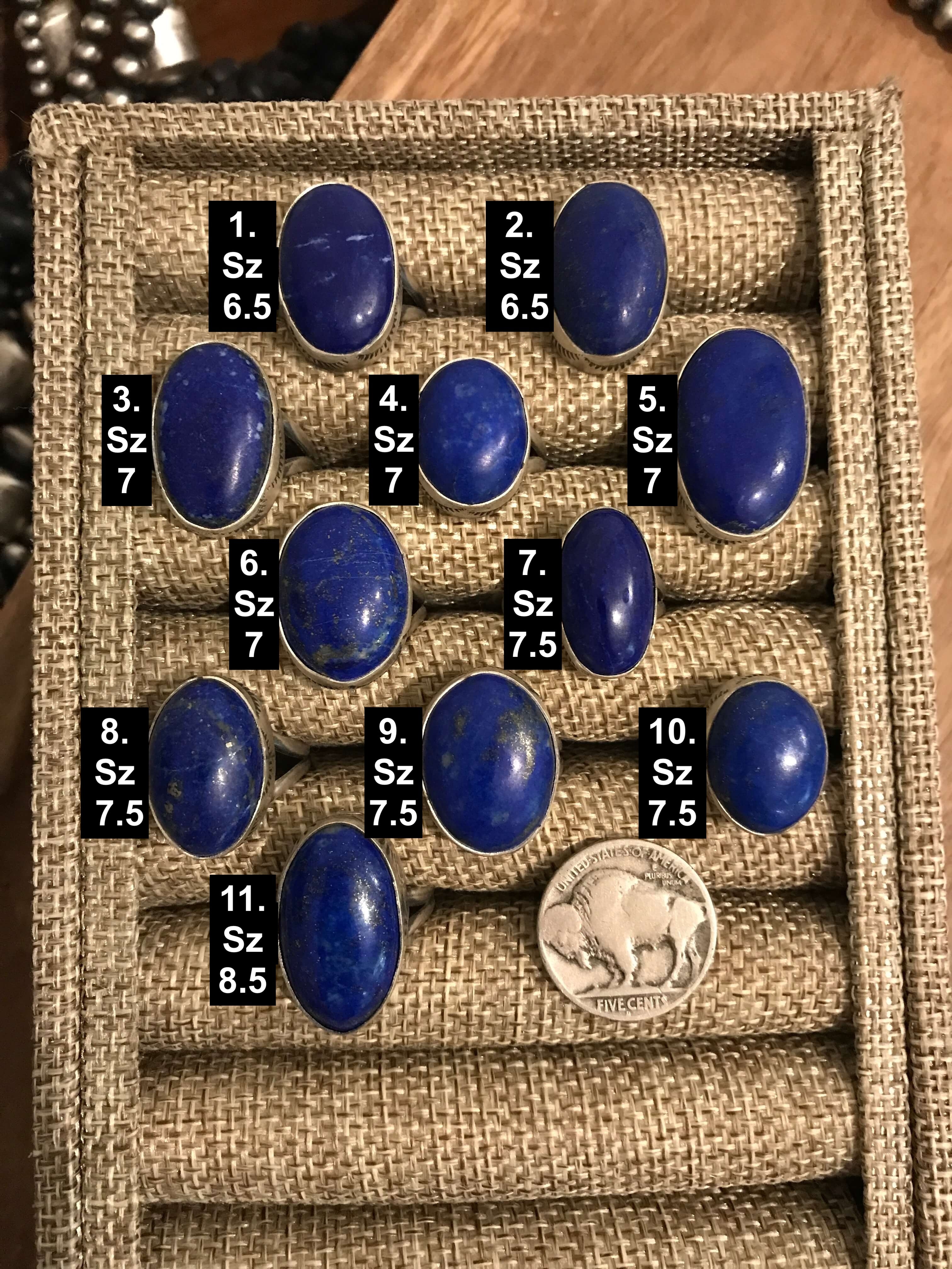 The Bandera Rings in Lapis-Rings-Calli Co., Turquoise and Silver Jewelry, Native American Handmade, Zuni Tribe, Navajo Tribe, Brock Texas