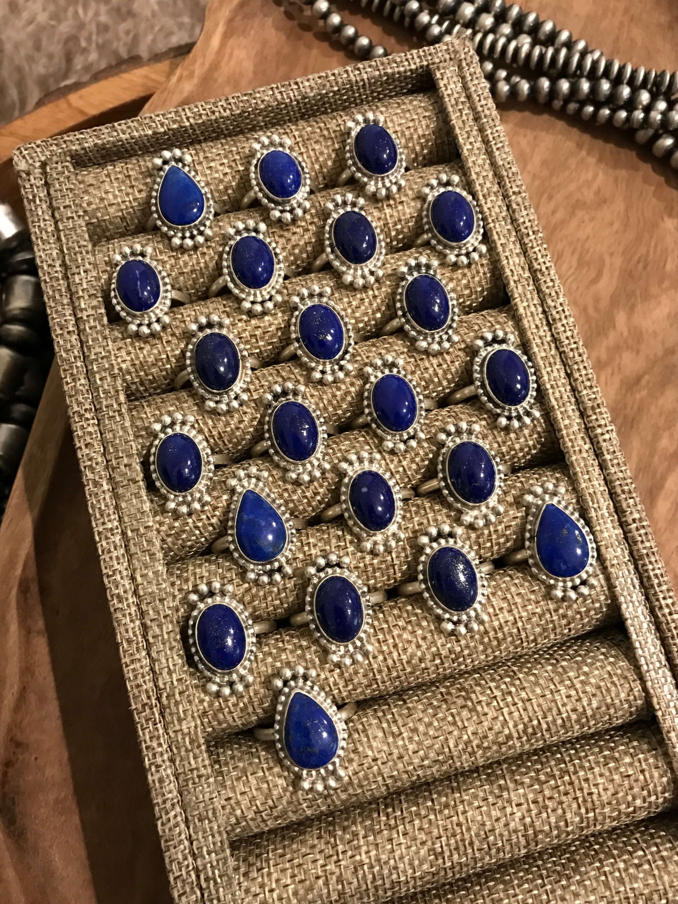 The Abernathy Rings in Lapis-Rings-Calli Co., Turquoise and Silver Jewelry, Native American Handmade, Zuni Tribe, Navajo Tribe, Brock Texas