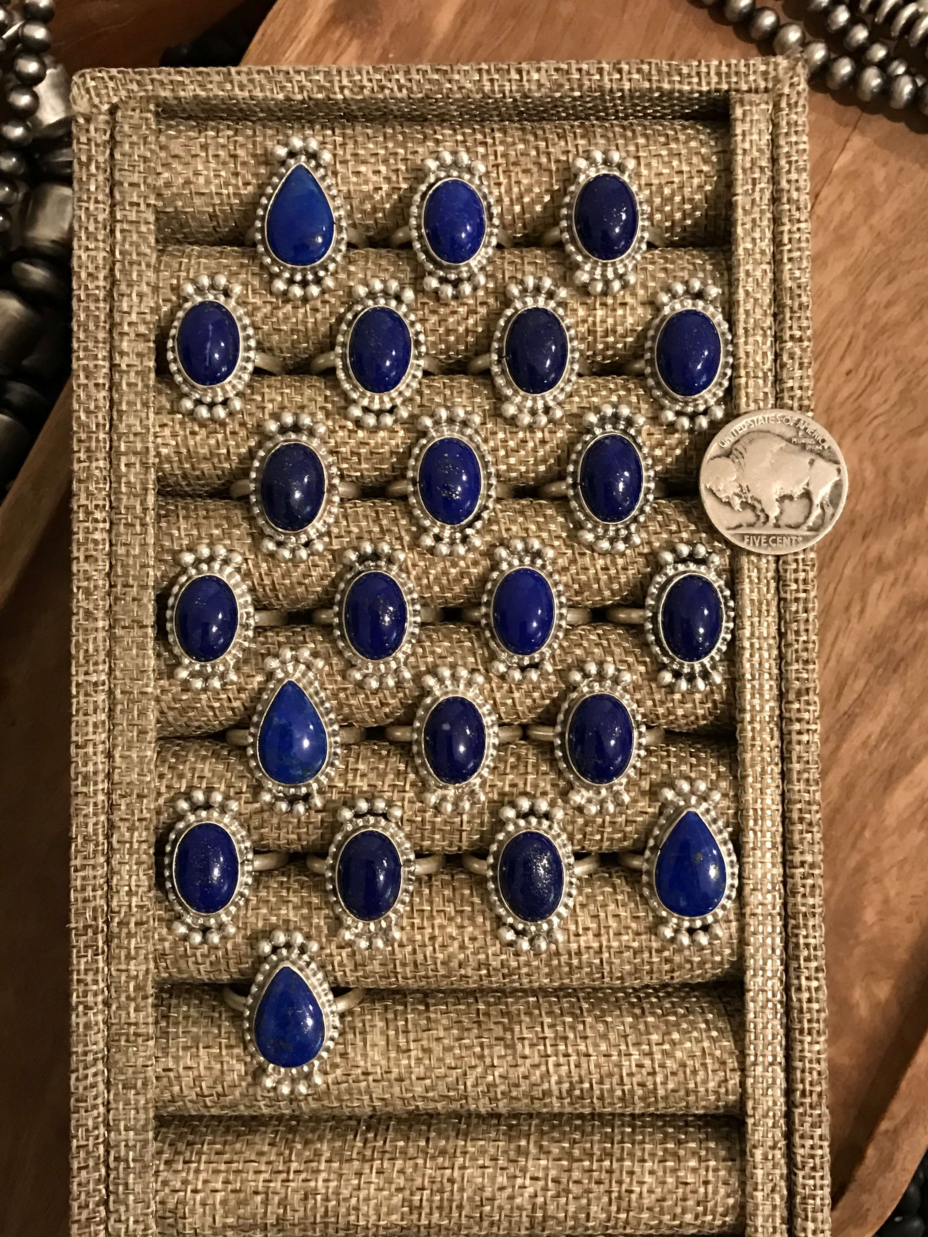 The Abernathy Rings in Lapis-Rings-Calli Co., Turquoise and Silver Jewelry, Native American Handmade, Zuni Tribe, Navajo Tribe, Brock Texas