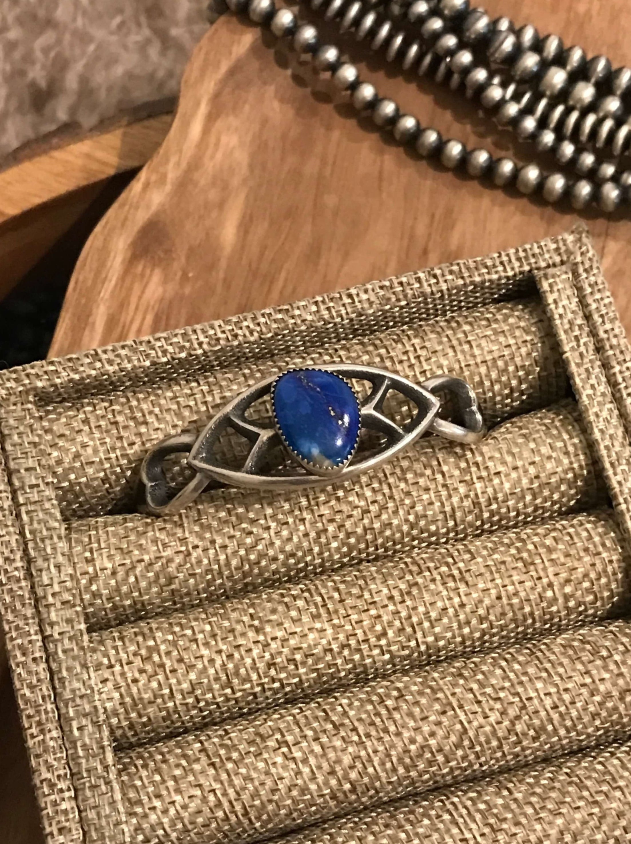 The Windsor Cuff in Lapis-Bracelets & Cuffs-Calli Co., Turquoise and Silver Jewelry, Native American Handmade, Zuni Tribe, Navajo Tribe, Brock Texas