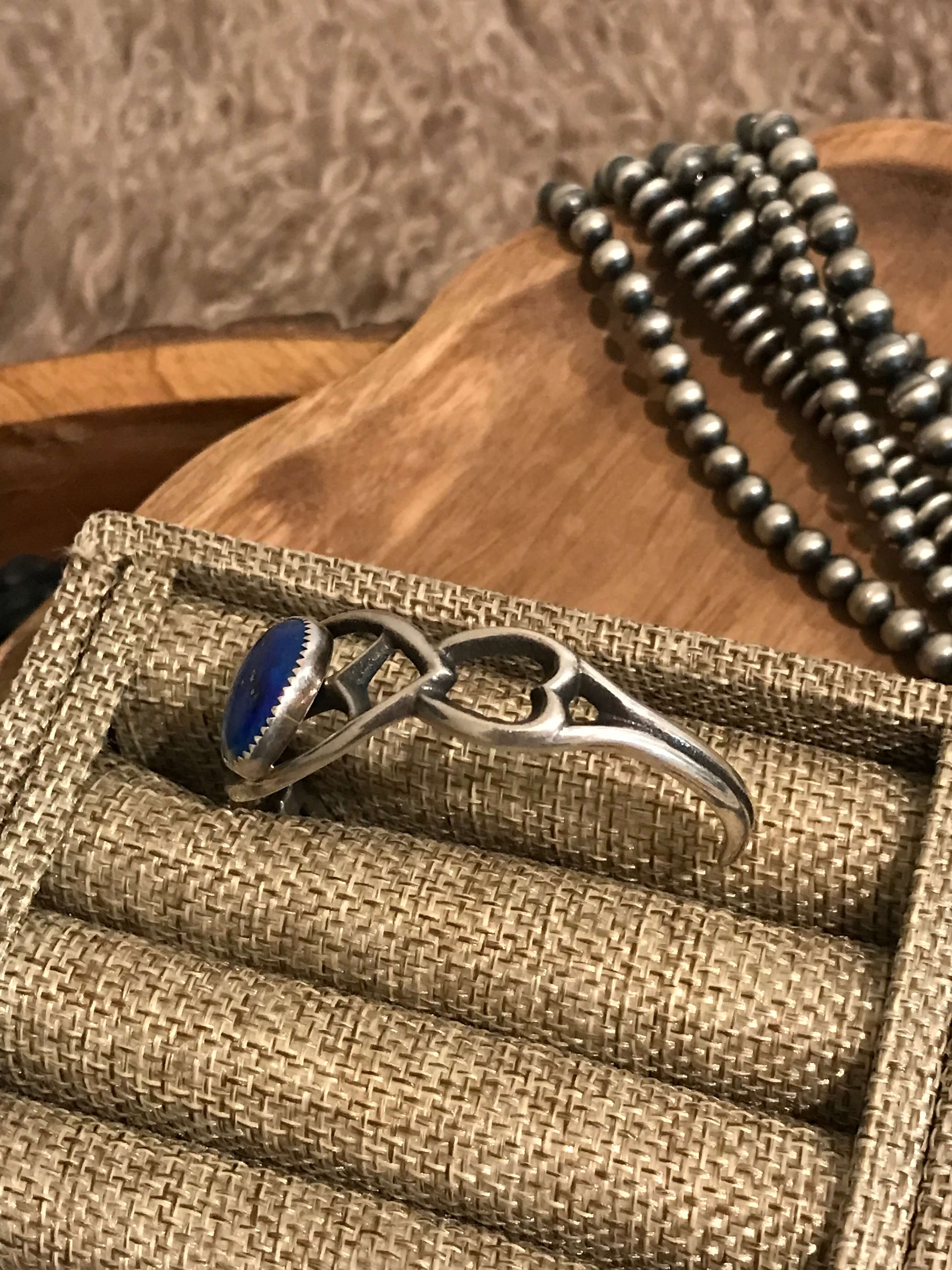 The Windsor Cuff in Lapis-Bracelets & Cuffs-Calli Co., Turquoise and Silver Jewelry, Native American Handmade, Zuni Tribe, Navajo Tribe, Brock Texas