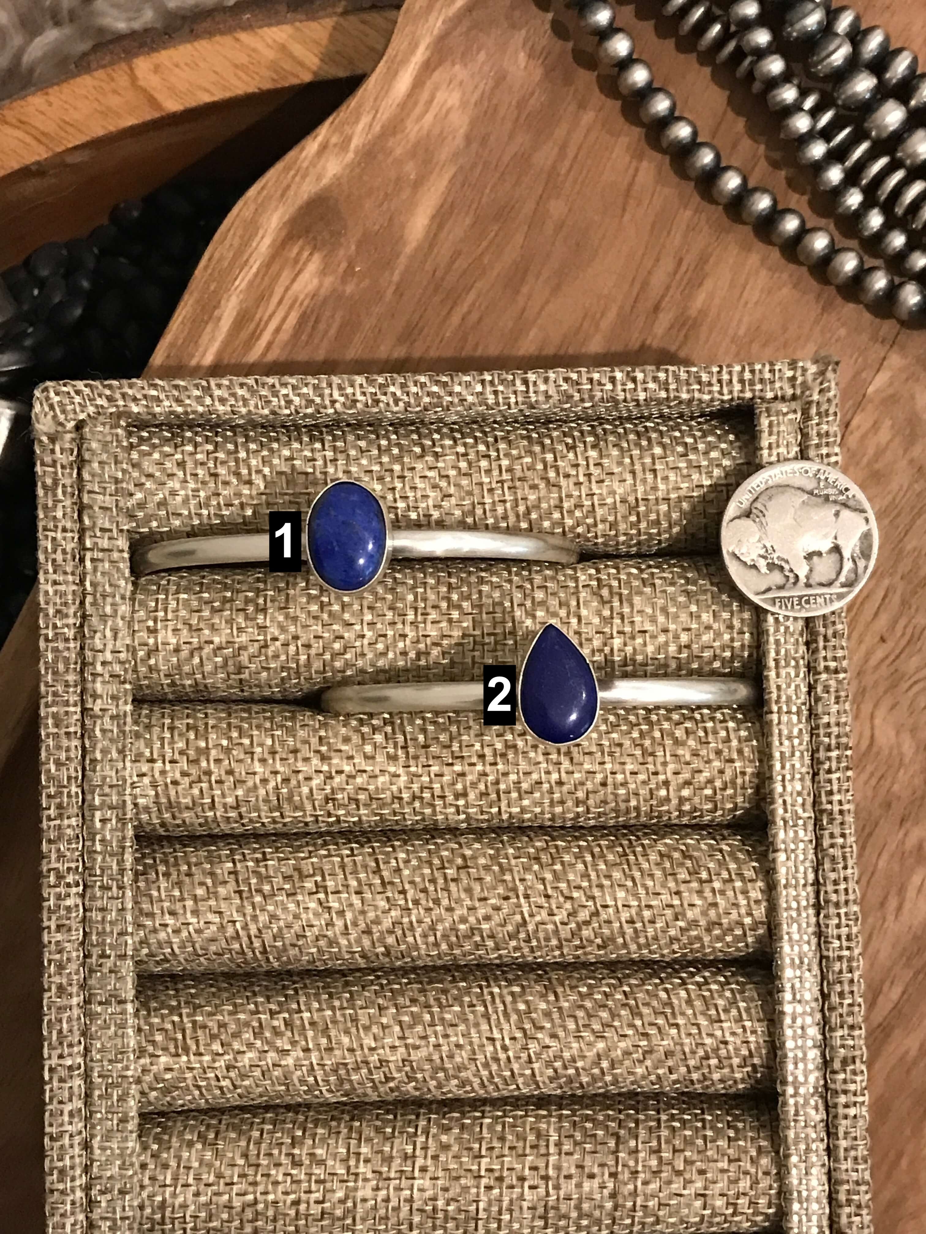 The Woodrow Cuffs in Lapis-Bracelets & Cuffs-Calli Co., Turquoise and Silver Jewelry, Native American Handmade, Zuni Tribe, Navajo Tribe, Brock Texas