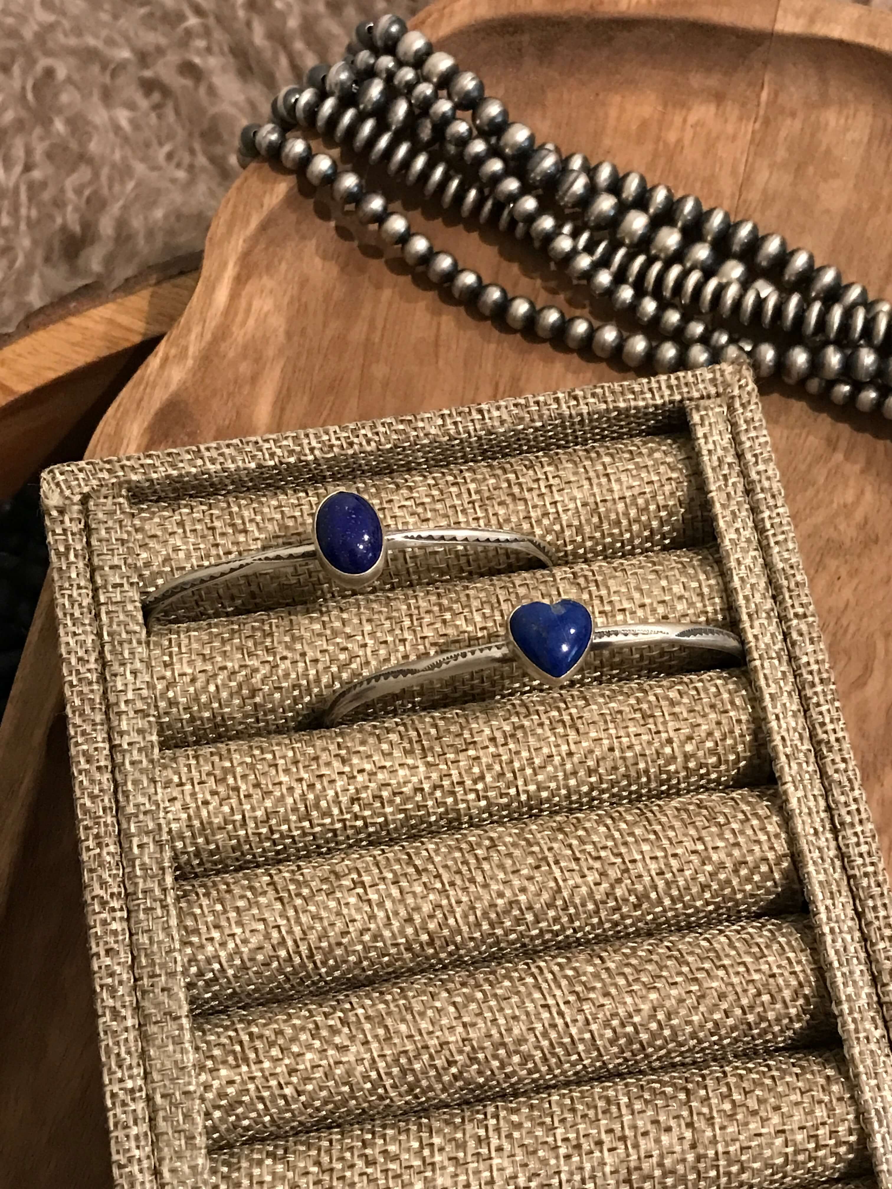 The Wingate Cuffs in Lapis-Bracelets & Cuffs-Calli Co., Turquoise and Silver Jewelry, Native American Handmade, Zuni Tribe, Navajo Tribe, Brock Texas