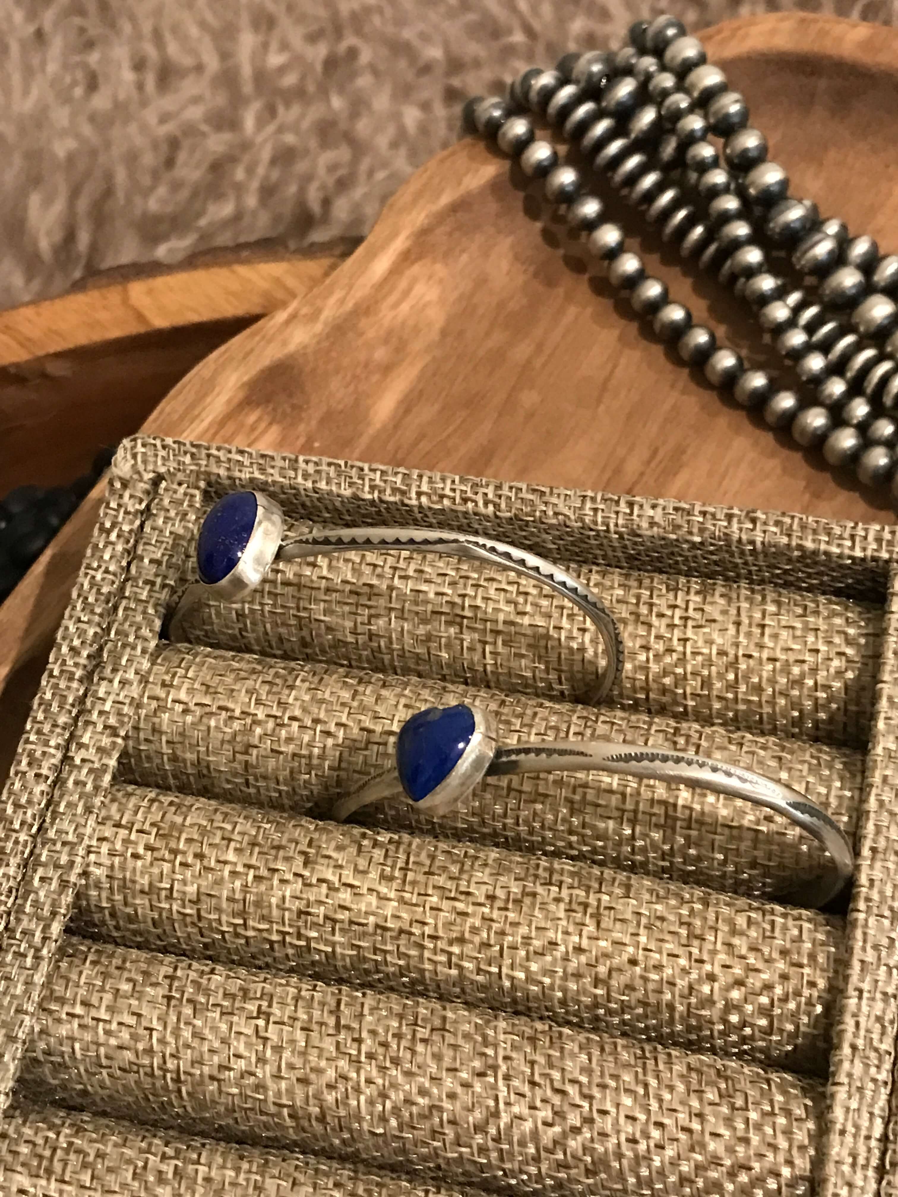 The Wingate Cuffs in Lapis-Bracelets & Cuffs-Calli Co., Turquoise and Silver Jewelry, Native American Handmade, Zuni Tribe, Navajo Tribe, Brock Texas
