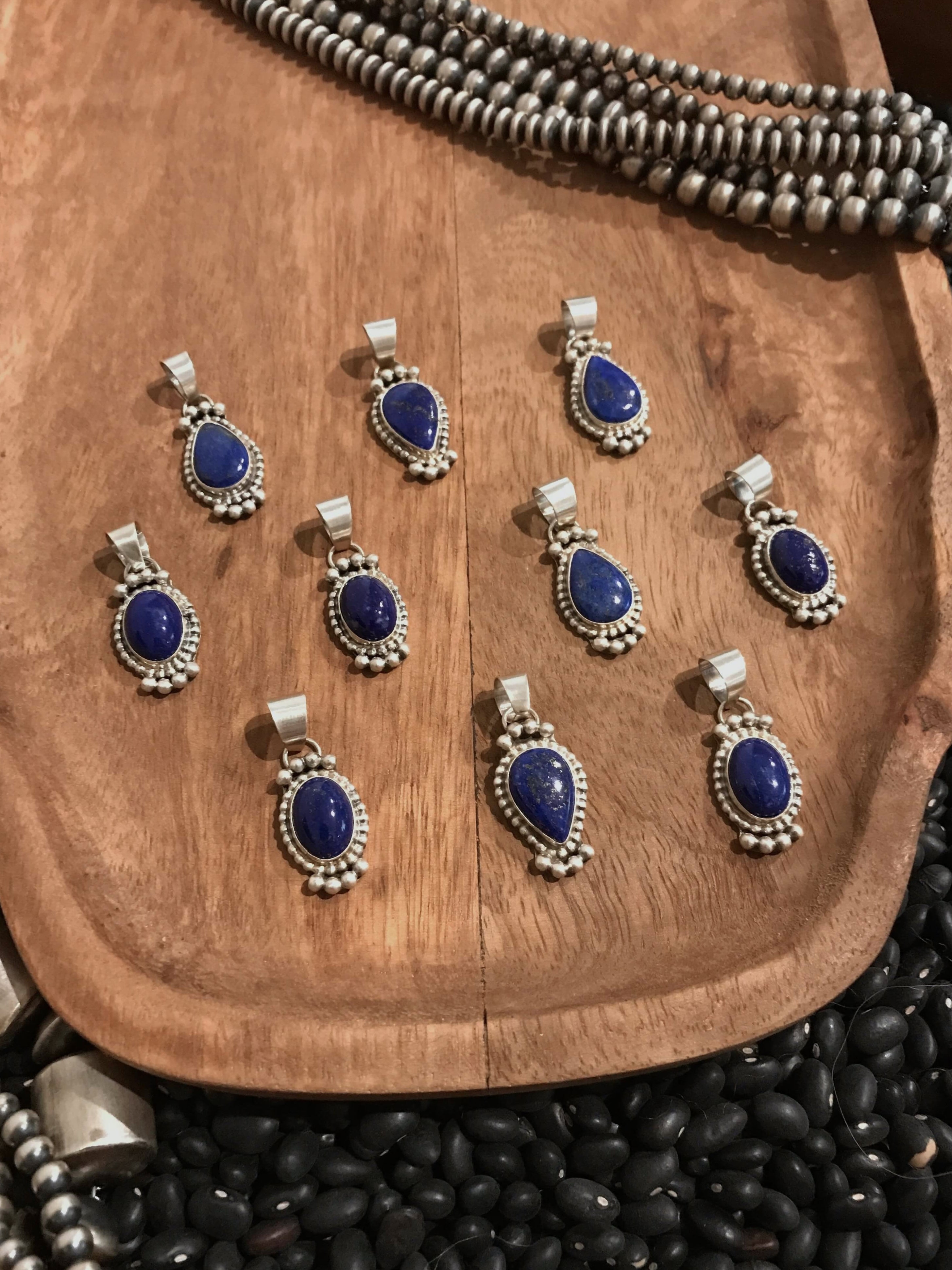 The Kingswood Pendant in Lapis-Pendants-Calli Co., Turquoise and Silver Jewelry, Native American Handmade, Zuni Tribe, Navajo Tribe, Brock Texas