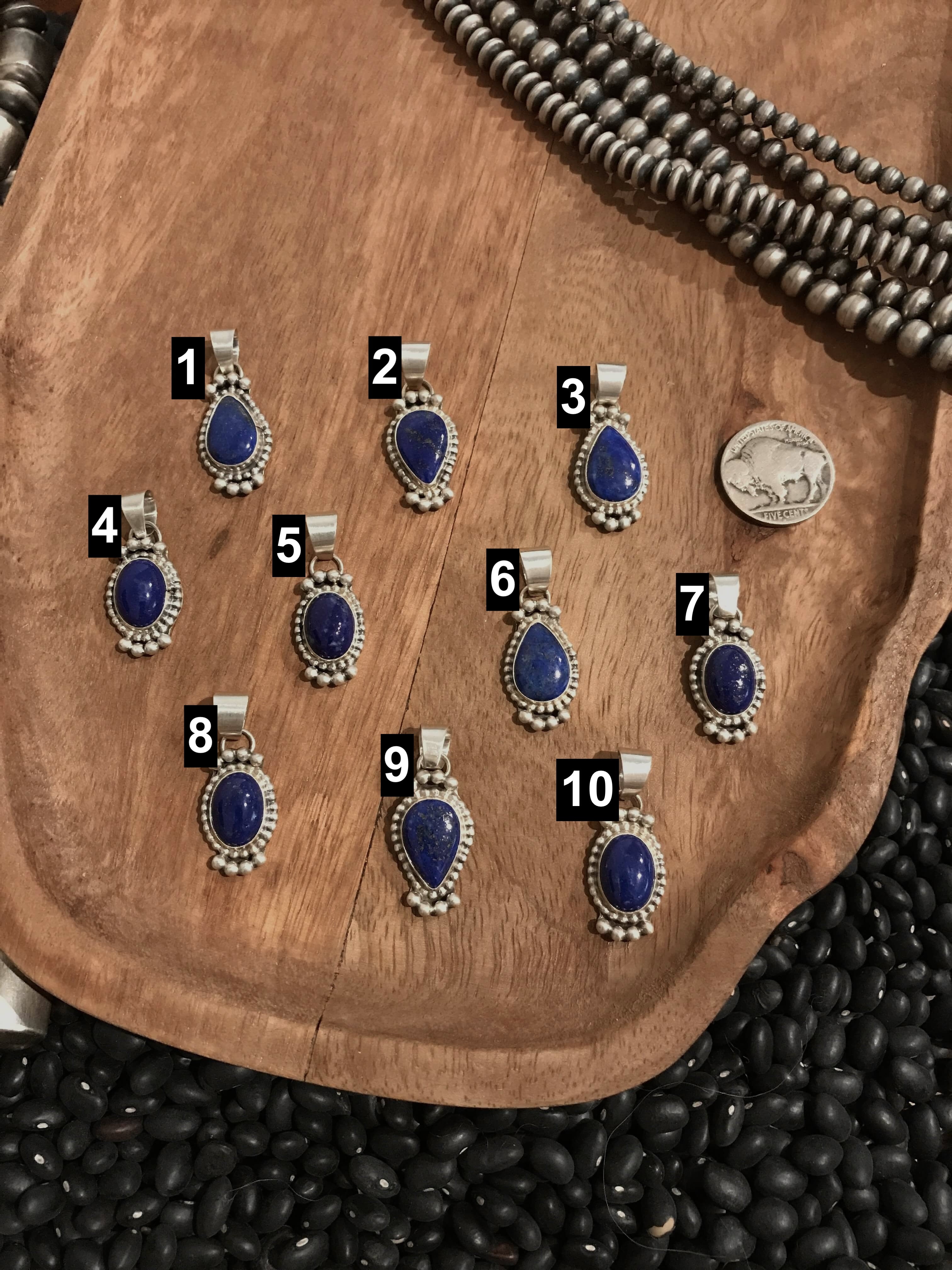 The Kingswood Pendant in Lapis-Pendants-Calli Co., Turquoise and Silver Jewelry, Native American Handmade, Zuni Tribe, Navajo Tribe, Brock Texas