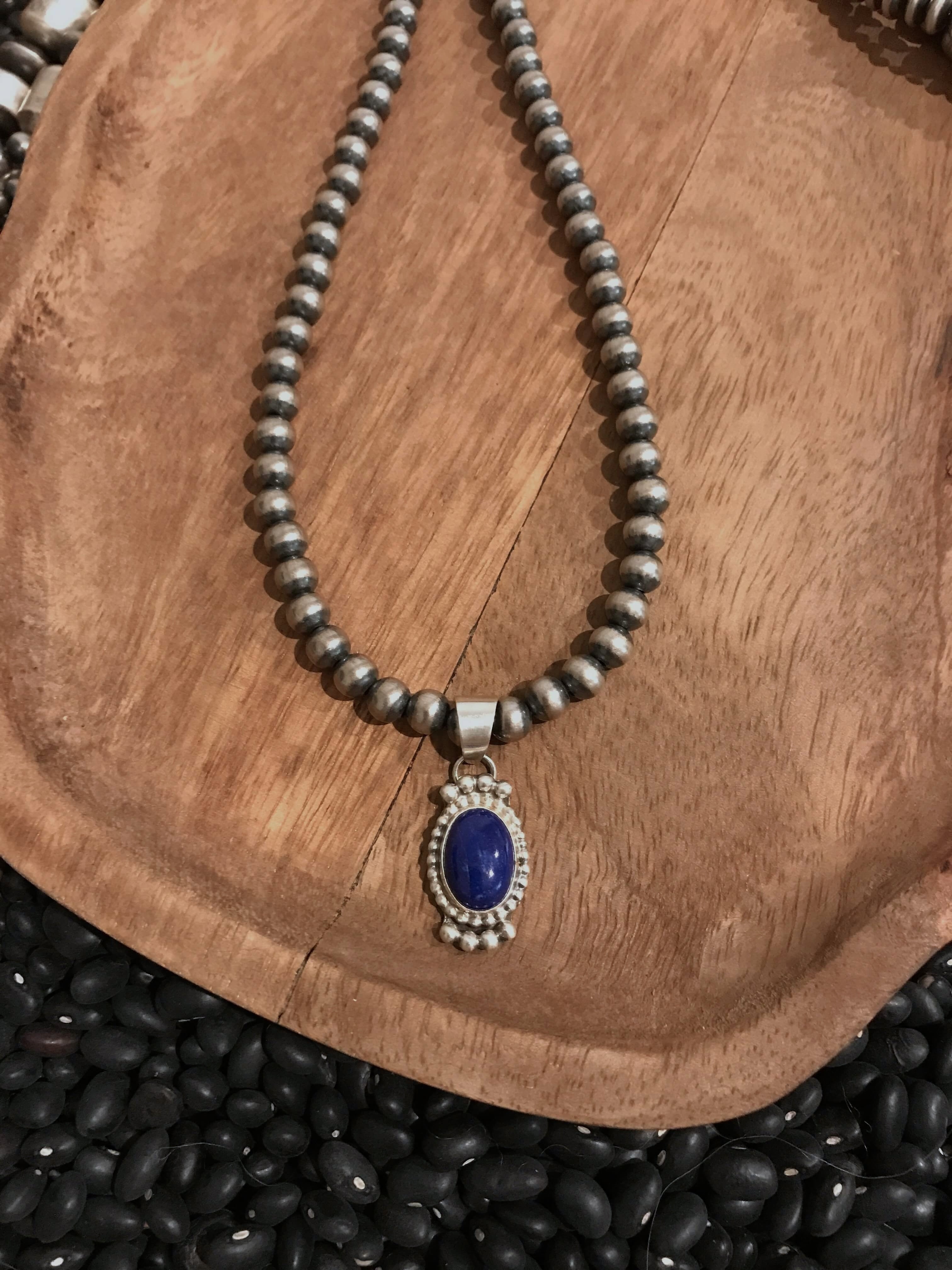 The Kingswood Pendant in Lapis-Pendants-Calli Co., Turquoise and Silver Jewelry, Native American Handmade, Zuni Tribe, Navajo Tribe, Brock Texas