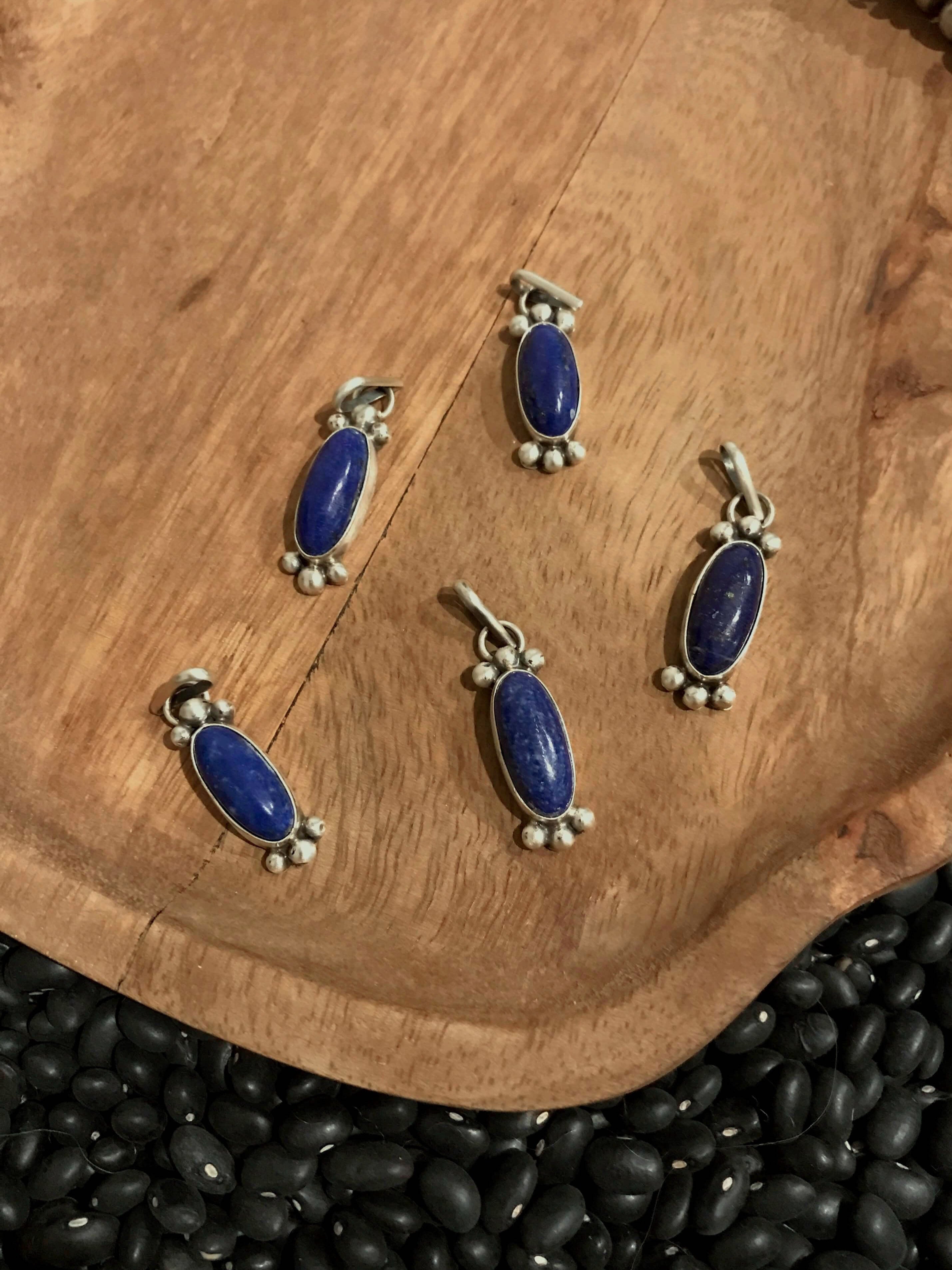 The Forks Pendant in Lapis-Necklaces-Calli Co., Turquoise and Silver Jewelry, Native American Handmade, Zuni Tribe, Navajo Tribe, Brock Texas
