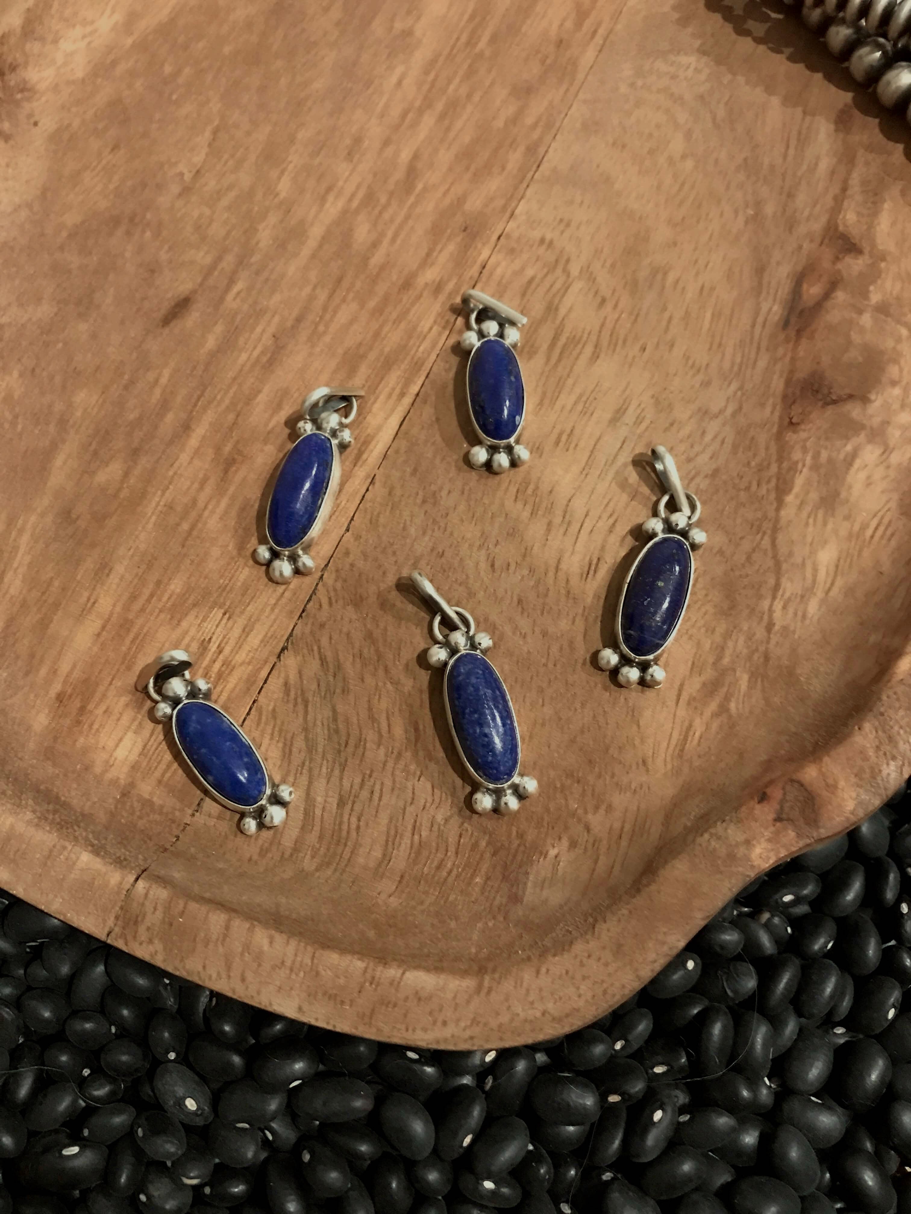 The Forks Pendant in Lapis-Necklaces-Calli Co., Turquoise and Silver Jewelry, Native American Handmade, Zuni Tribe, Navajo Tribe, Brock Texas