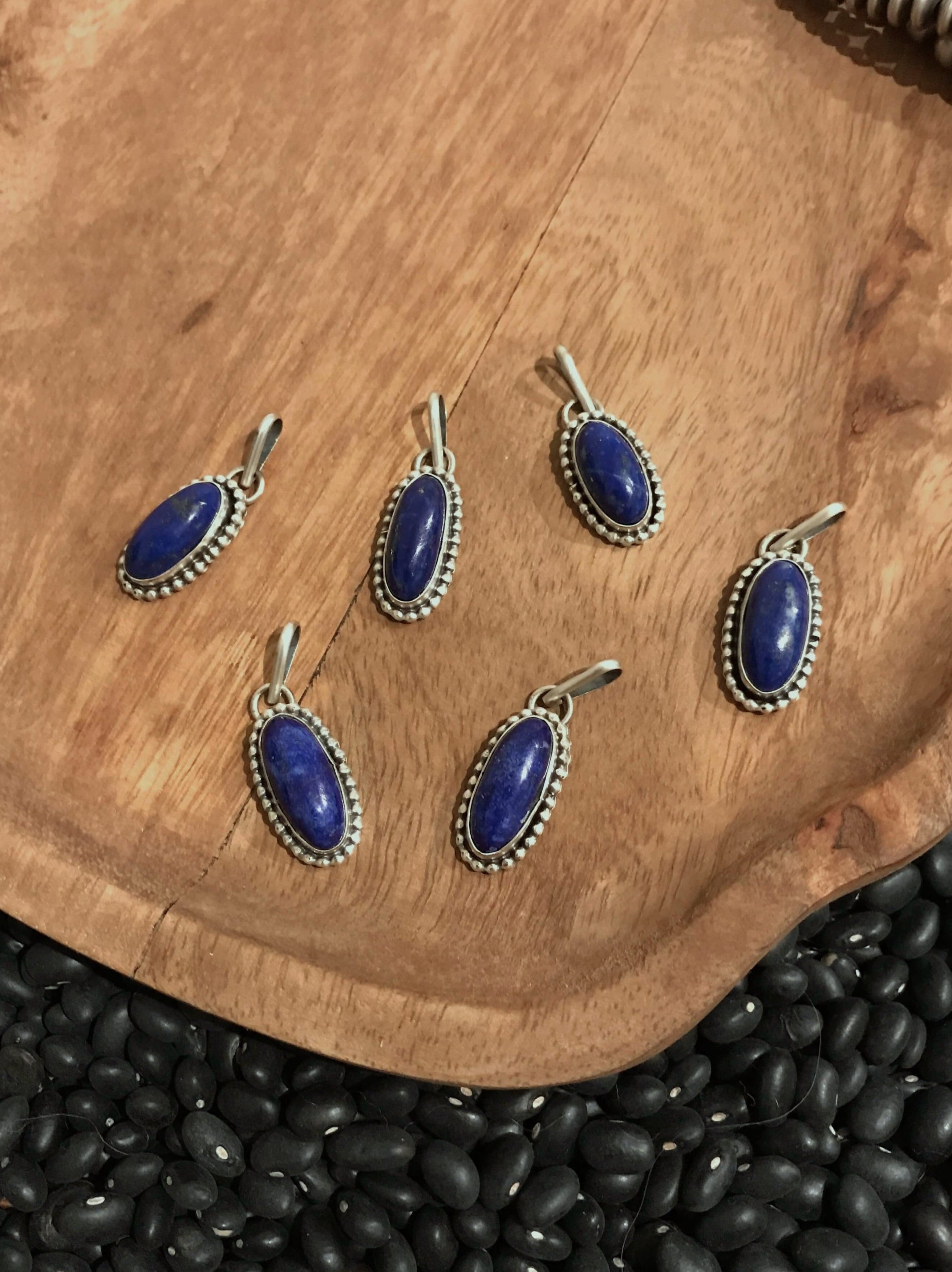 The Dotson Pendant in Lapis-Necklaces-Calli Co., Turquoise and Silver Jewelry, Native American Handmade, Zuni Tribe, Navajo Tribe, Brock Texas