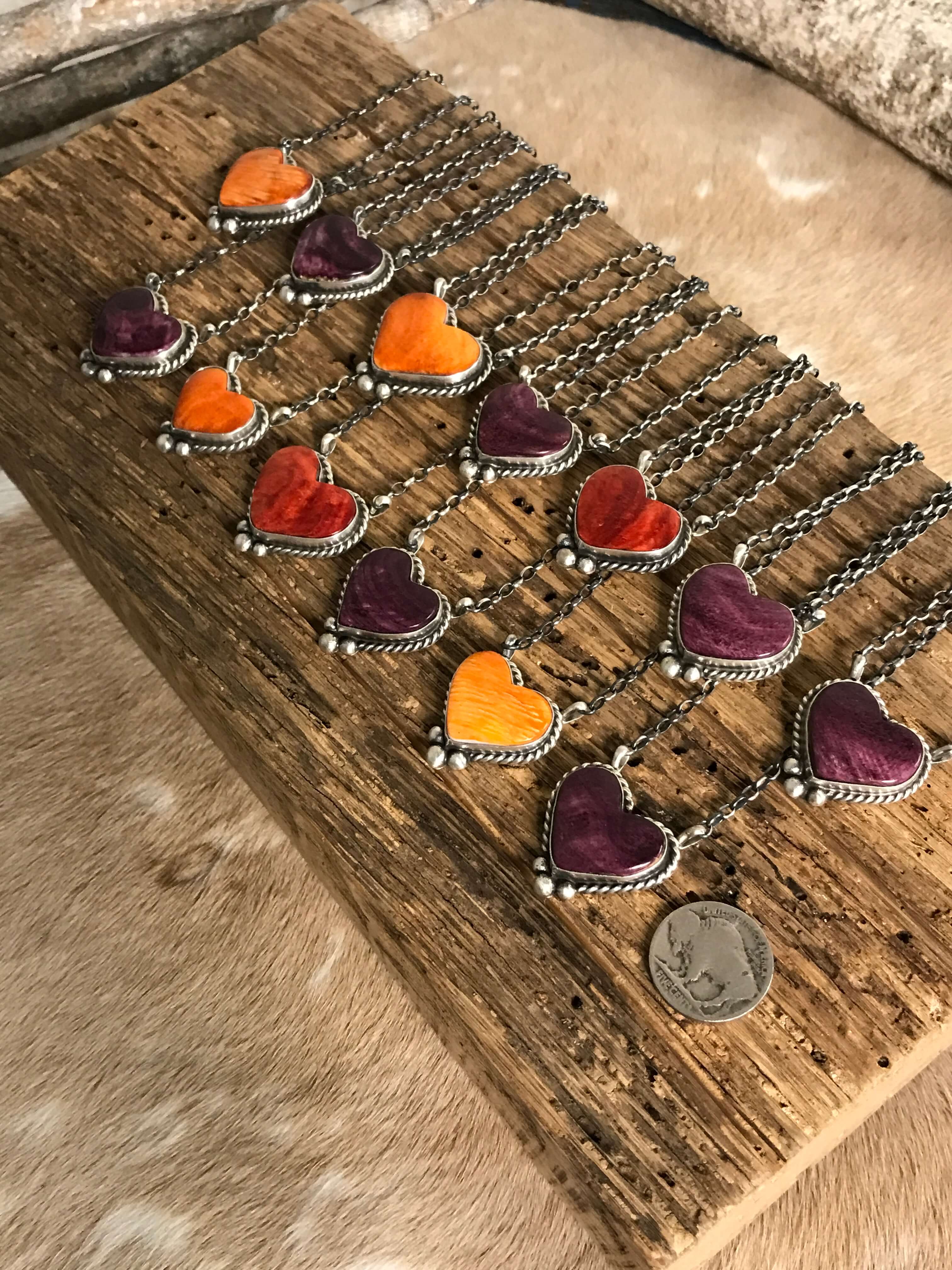 The Bronson Heart Necklaces-Necklaces-Calli Co., Turquoise and Silver Jewelry, Native American Handmade, Zuni Tribe, Navajo Tribe, Brock Texas