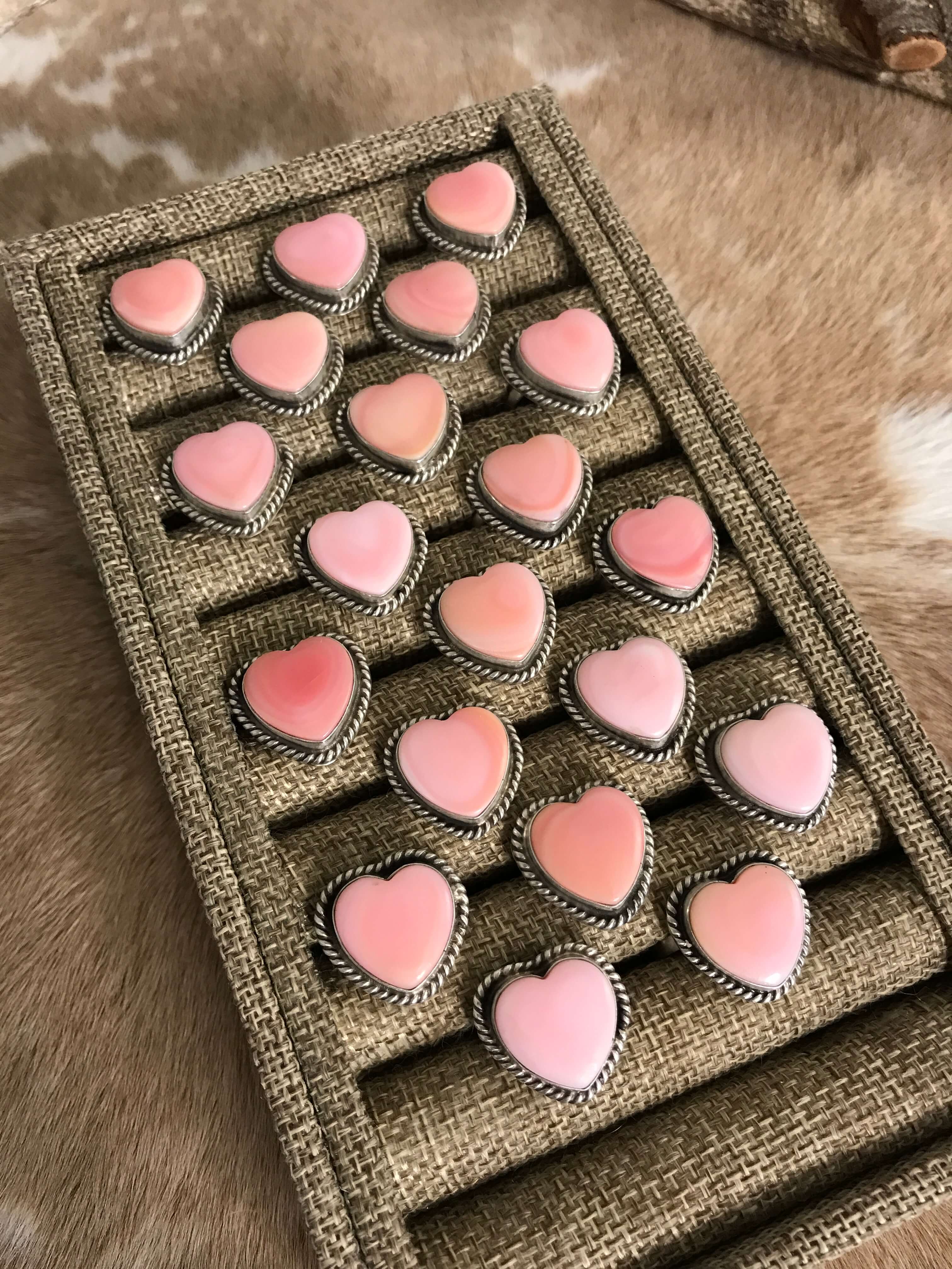 The Raleigh Adjustable Heart Rings-Rings-Calli Co., Turquoise and Silver Jewelry, Native American Handmade, Zuni Tribe, Navajo Tribe, Brock Texas