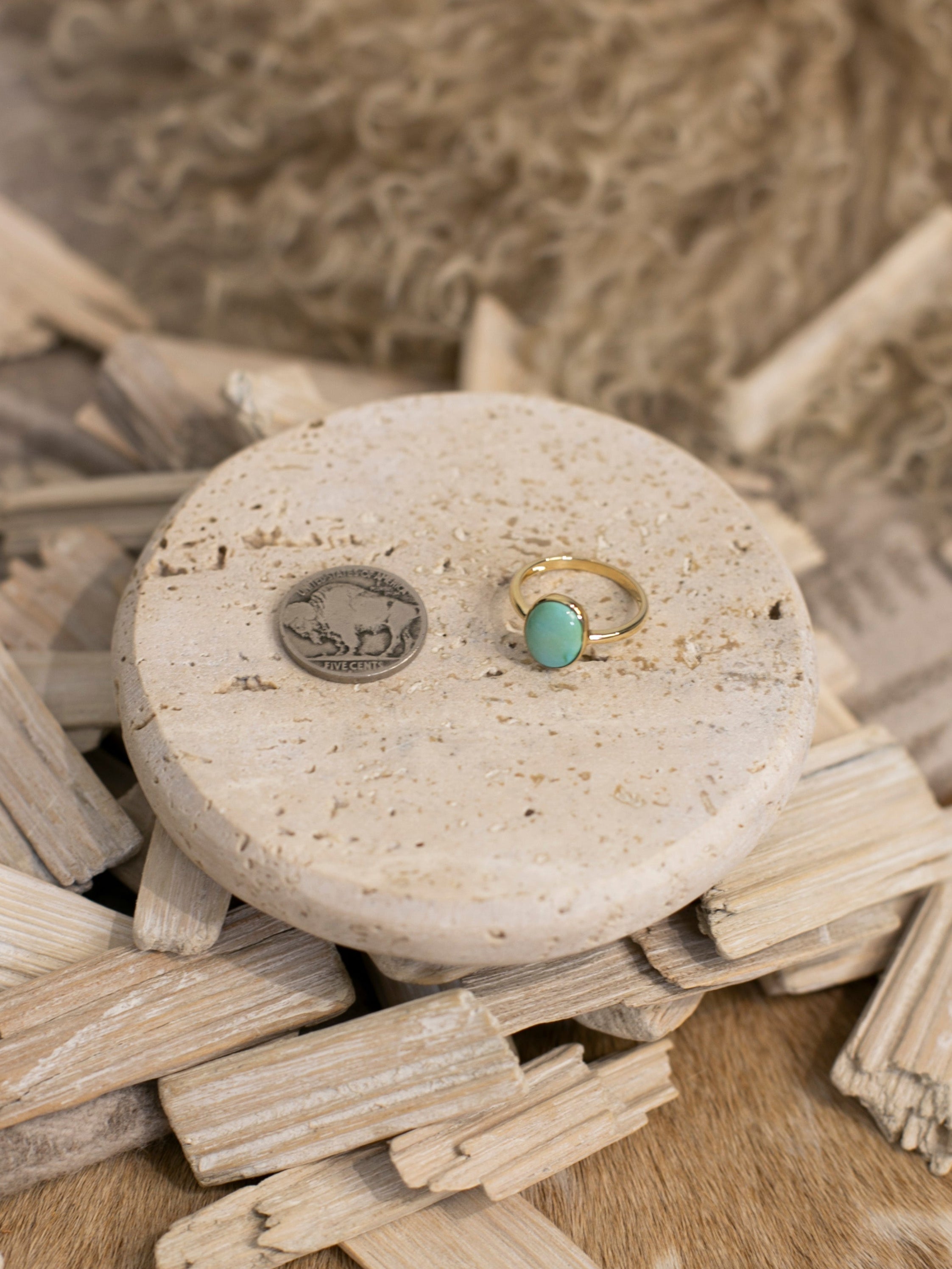 The Bordeaux 14k and Turquoise Ring 1, Sz 7-Rings-Calli Co., Turquoise and Silver Jewelry, Native American Handmade, Zuni Tribe, Navajo Tribe, Brock Texas