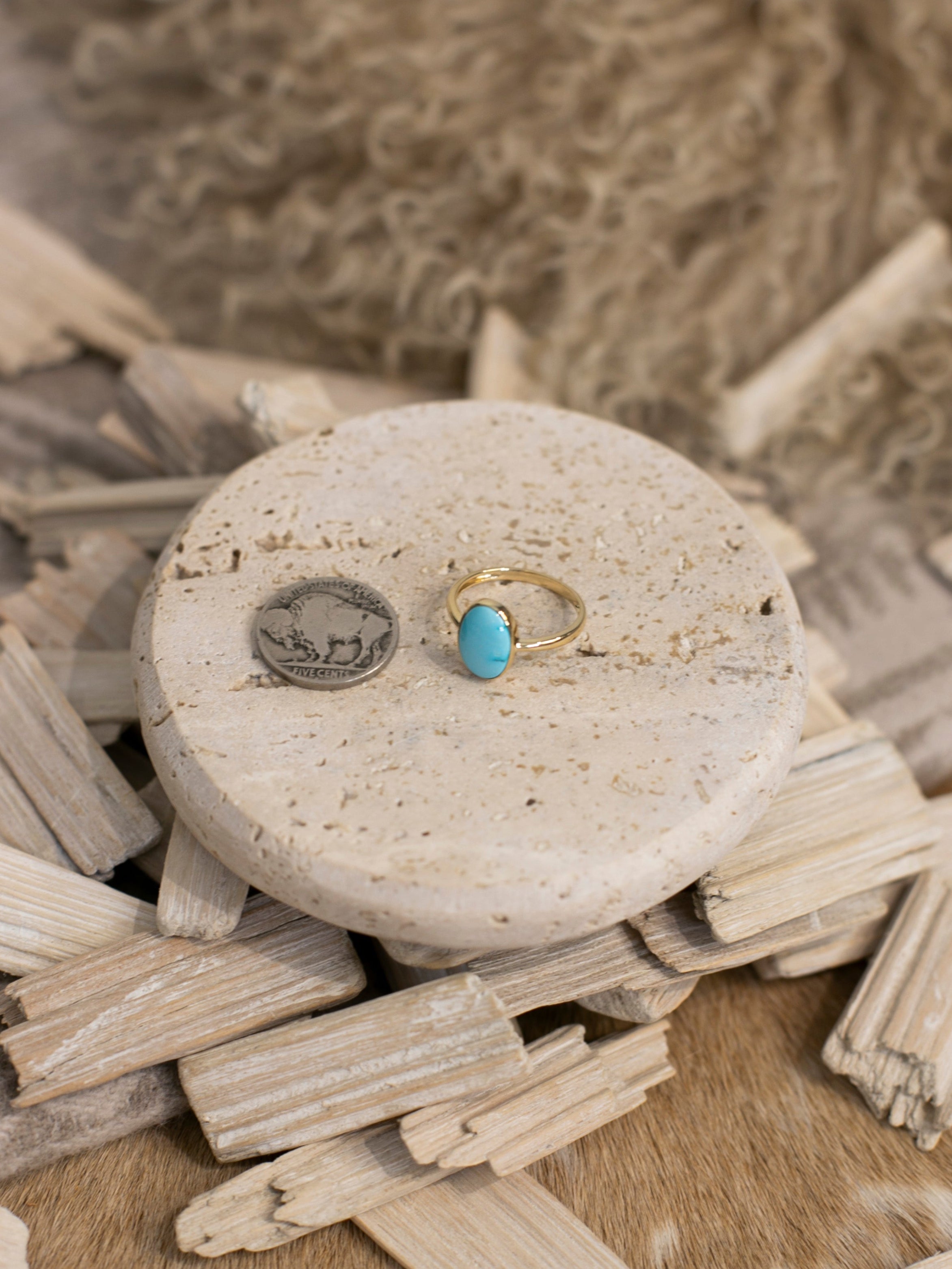 The Bordeaux 14k and Turquoise Ring 3, Sz 8-Rings-Calli Co., Turquoise and Silver Jewelry, Native American Handmade, Zuni Tribe, Navajo Tribe, Brock Texas