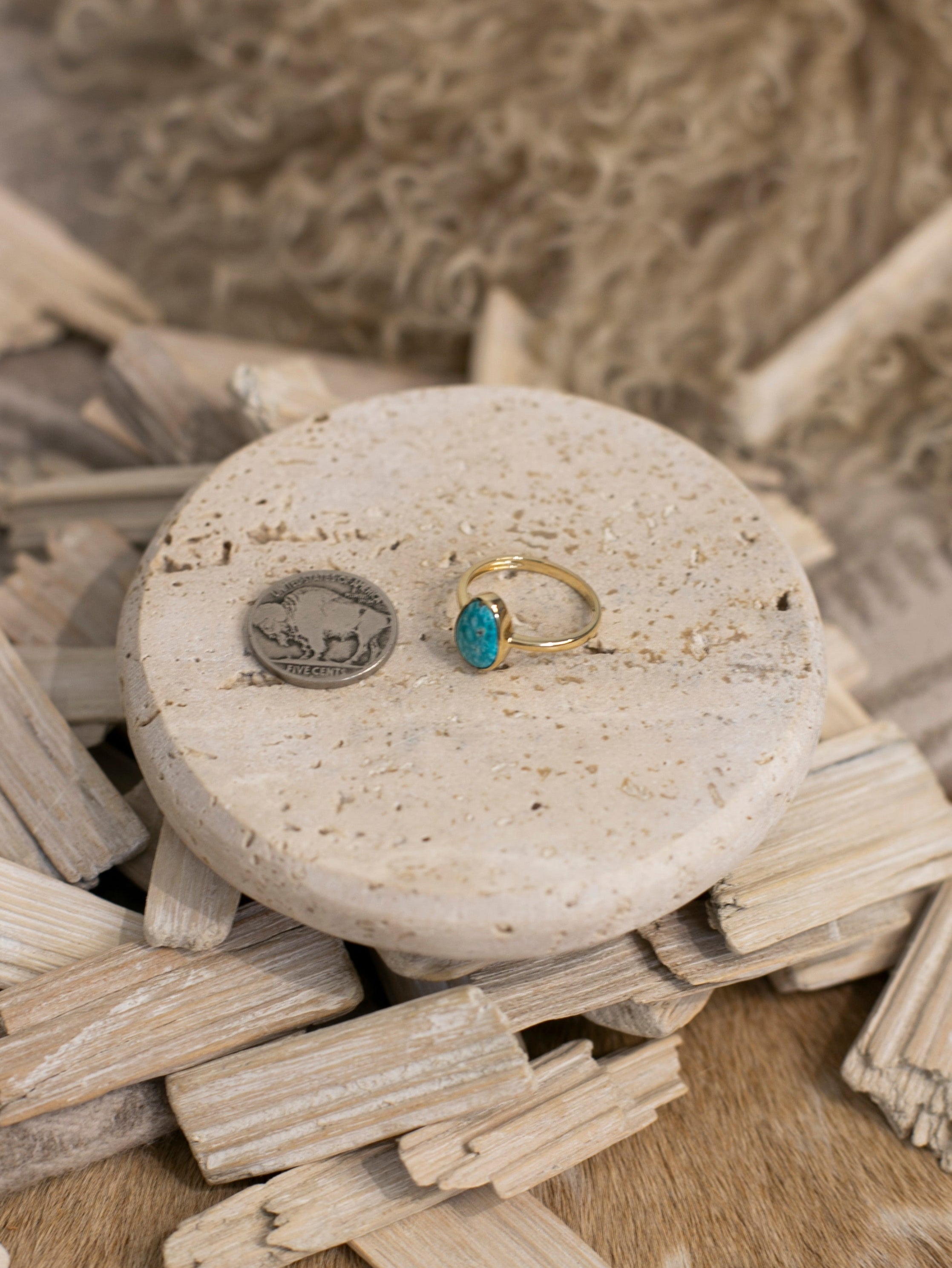 The Bordeaux 14k and Turquoise Ring 4, Sz 8-Rings-Calli Co., Turquoise and Silver Jewelry, Native American Handmade, Zuni Tribe, Navajo Tribe, Brock Texas