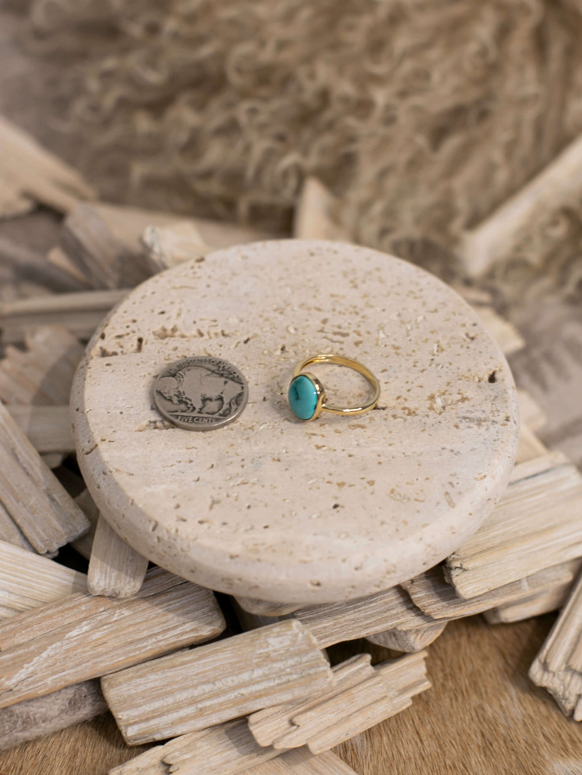 The Bordeaux 14k and Turquoise Ring 7, Sz 7-Rings-Calli Co., Turquoise and Silver Jewelry, Native American Handmade, Zuni Tribe, Navajo Tribe, Brock Texas