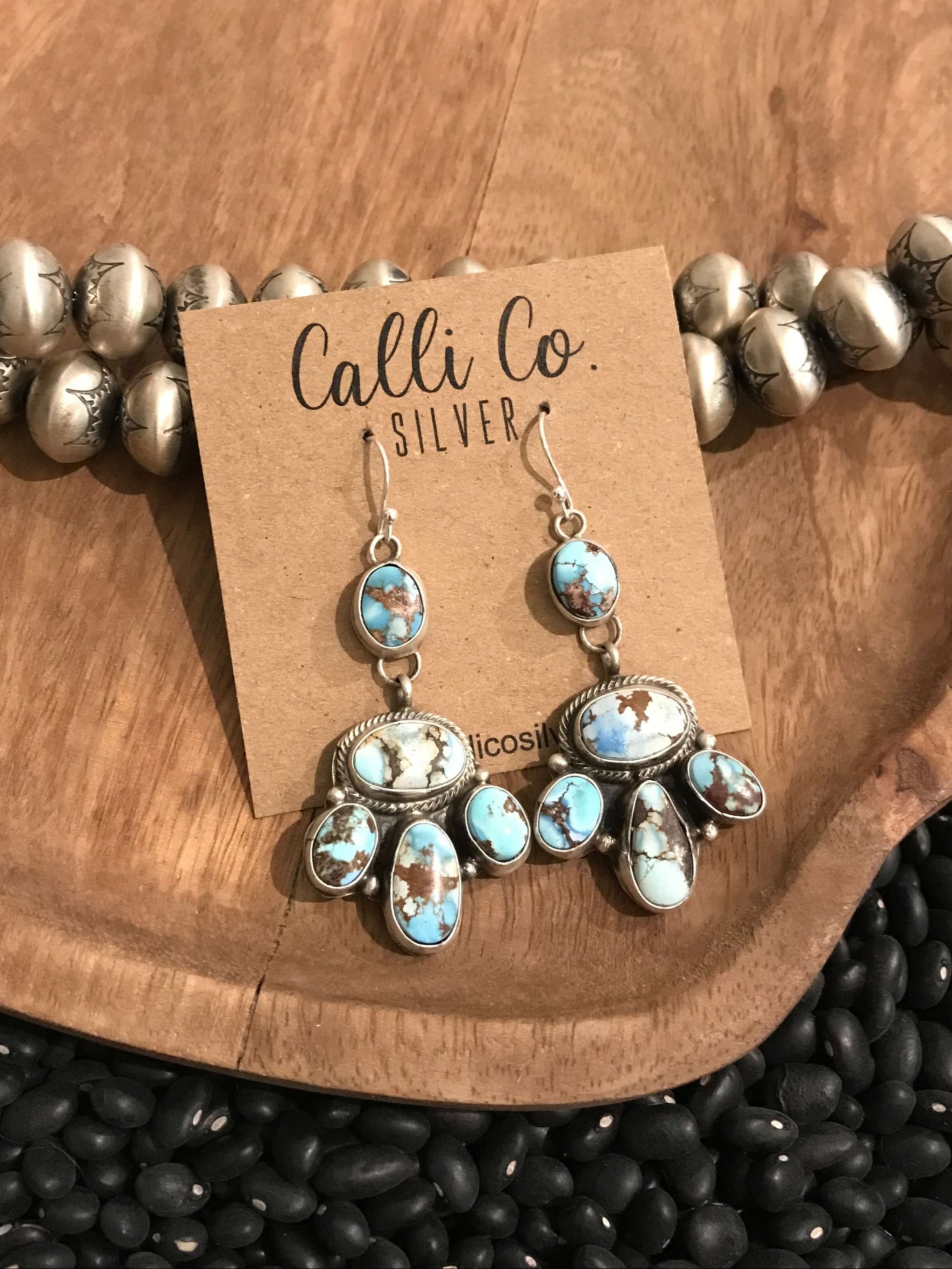 The DeCordova Earrings-Earrings-Calli Co., Turquoise and Silver Jewelry, Native American Handmade, Zuni Tribe, Navajo Tribe, Brock Texas