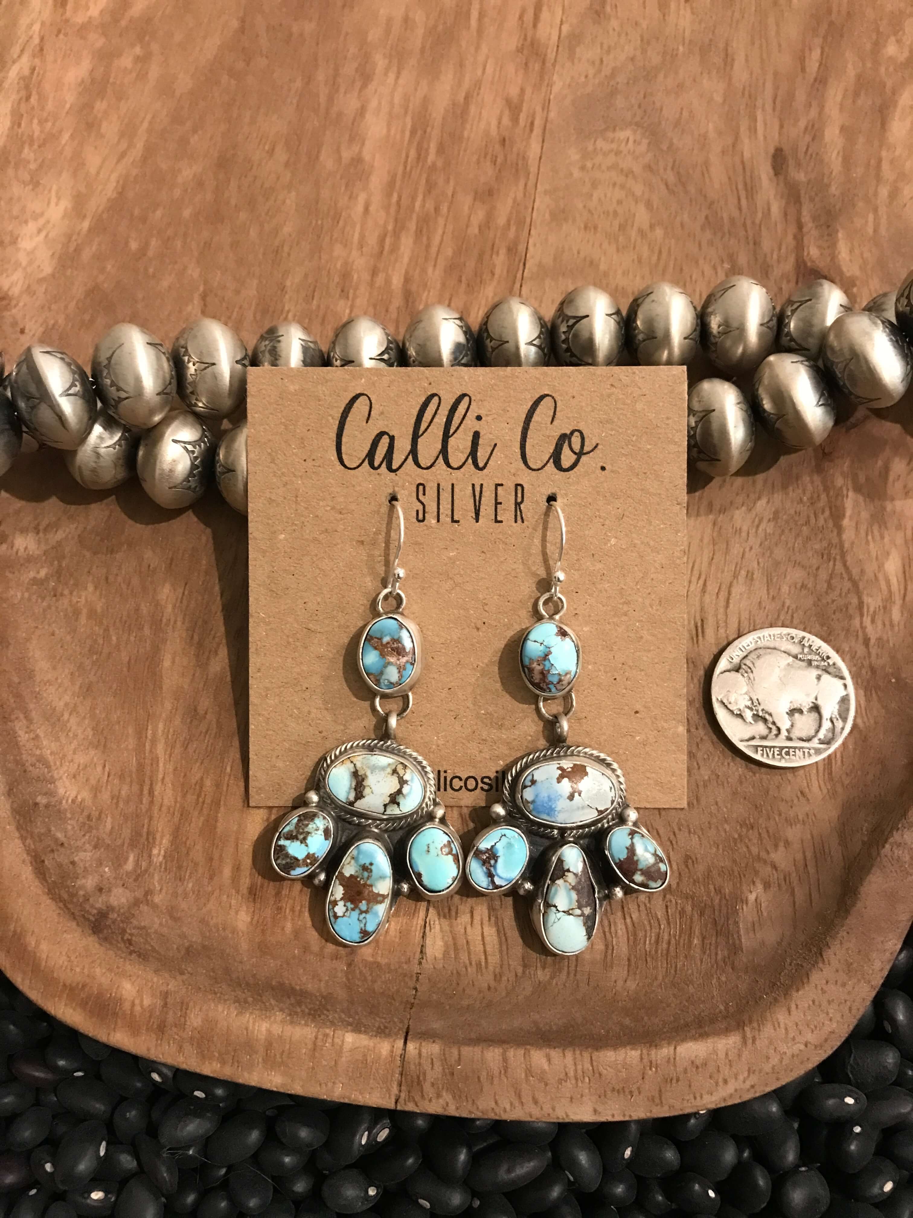 The DeCordova Earrings-Earrings-Calli Co., Turquoise and Silver Jewelry, Native American Handmade, Zuni Tribe, Navajo Tribe, Brock Texas