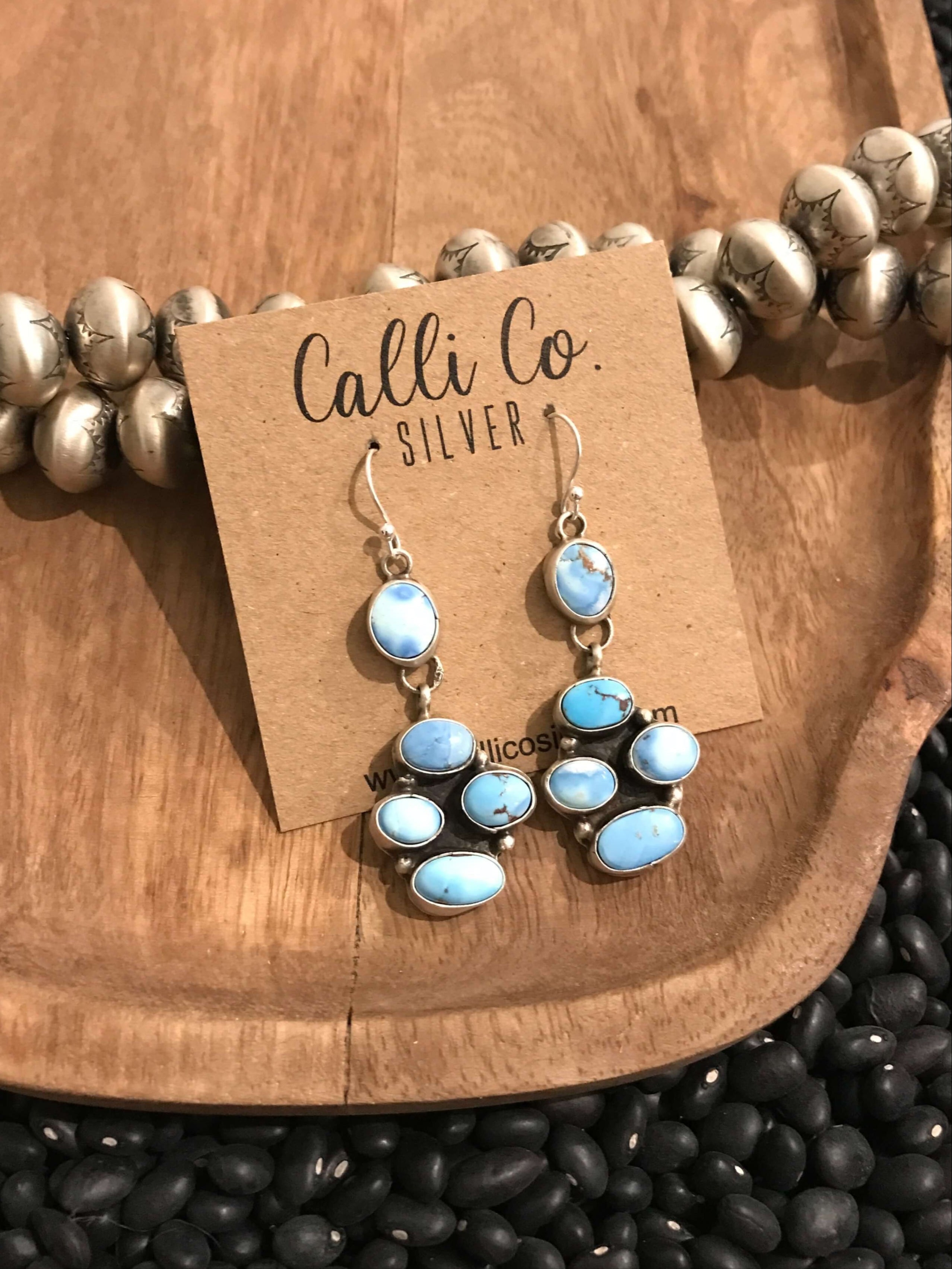 The Caprock Earrings-Earrings-Calli Co., Turquoise and Silver Jewelry, Native American Handmade, Zuni Tribe, Navajo Tribe, Brock Texas