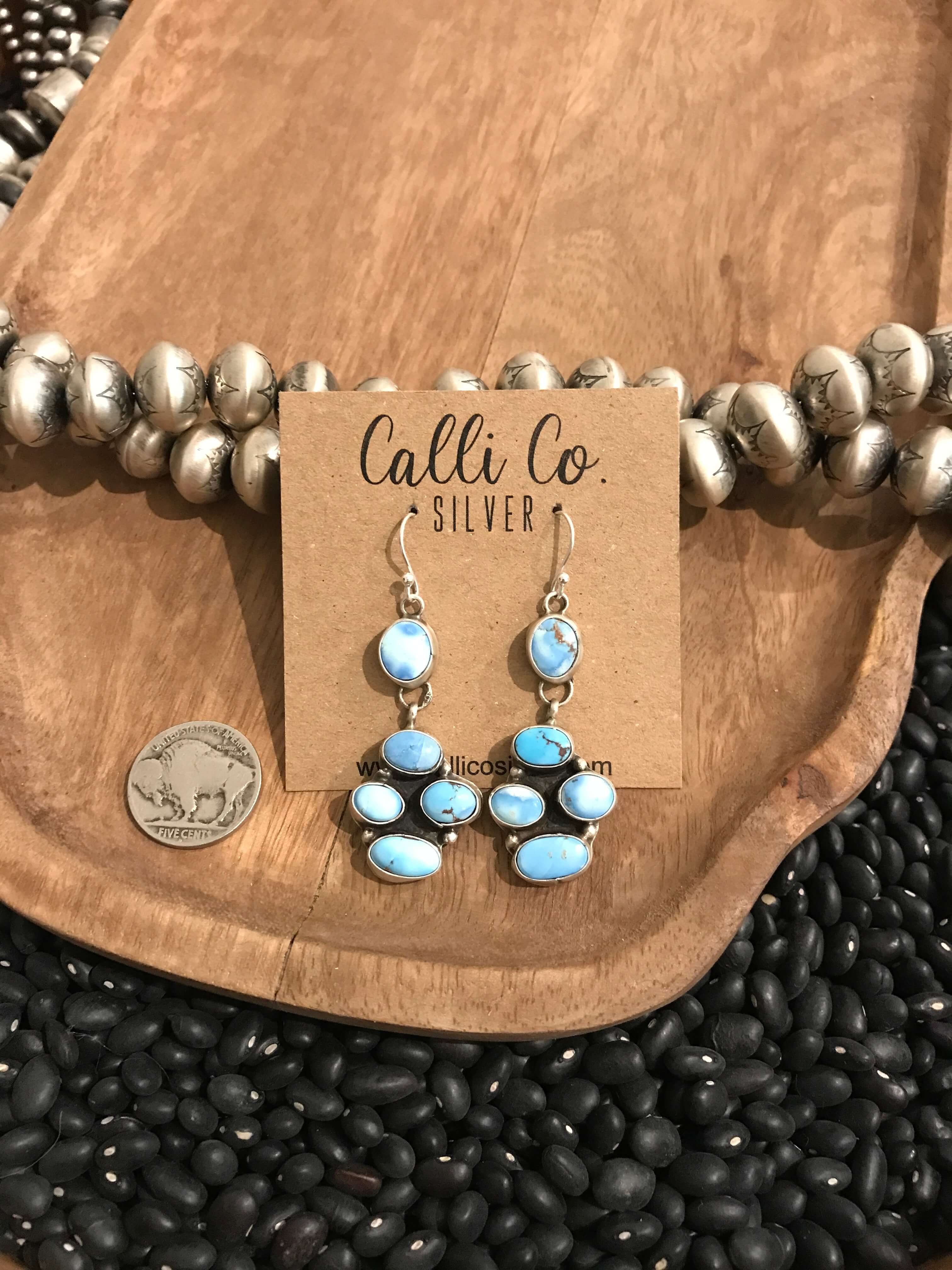 The Caprock Earrings-Earrings-Calli Co., Turquoise and Silver Jewelry, Native American Handmade, Zuni Tribe, Navajo Tribe, Brock Texas