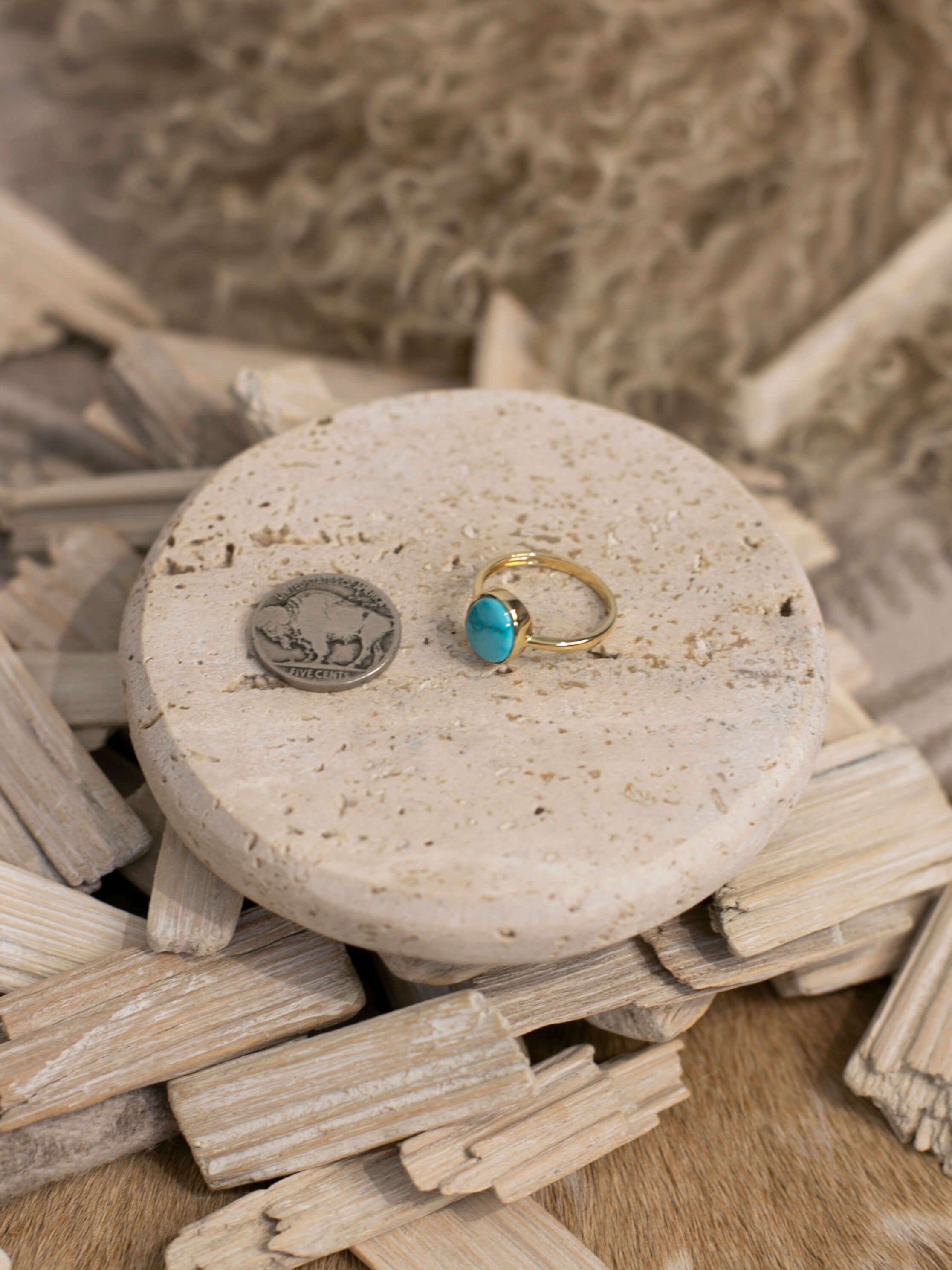 The Bordeaux 14k and Turquoise Ring 10, Sz 8-Rings-Calli Co., Turquoise and Silver Jewelry, Native American Handmade, Zuni Tribe, Navajo Tribe, Brock Texas