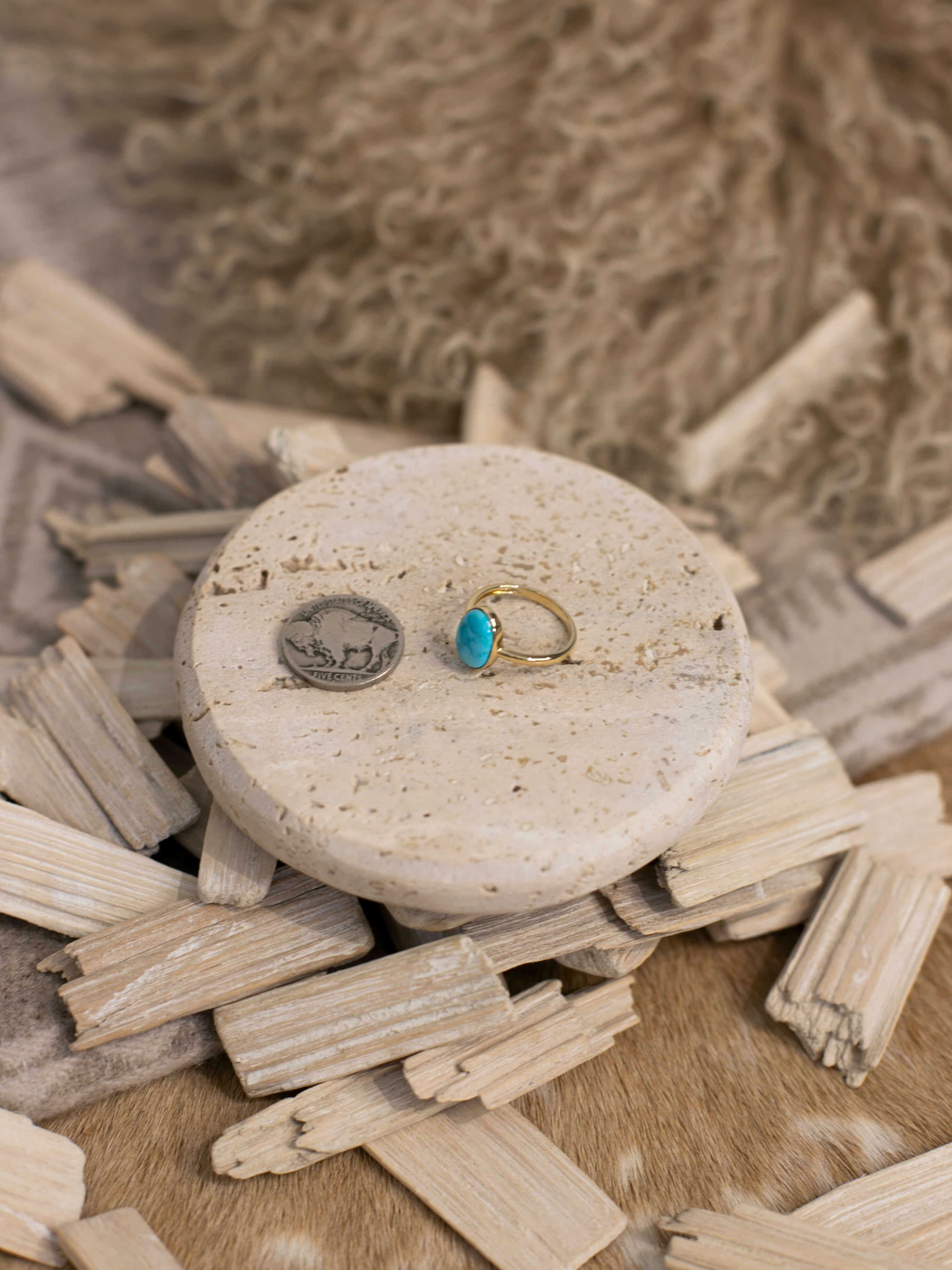 The Bordeaux 14k and Turquoise Ring 11, Sz 7-Rings-Calli Co., Turquoise and Silver Jewelry, Native American Handmade, Zuni Tribe, Navajo Tribe, Brock Texas