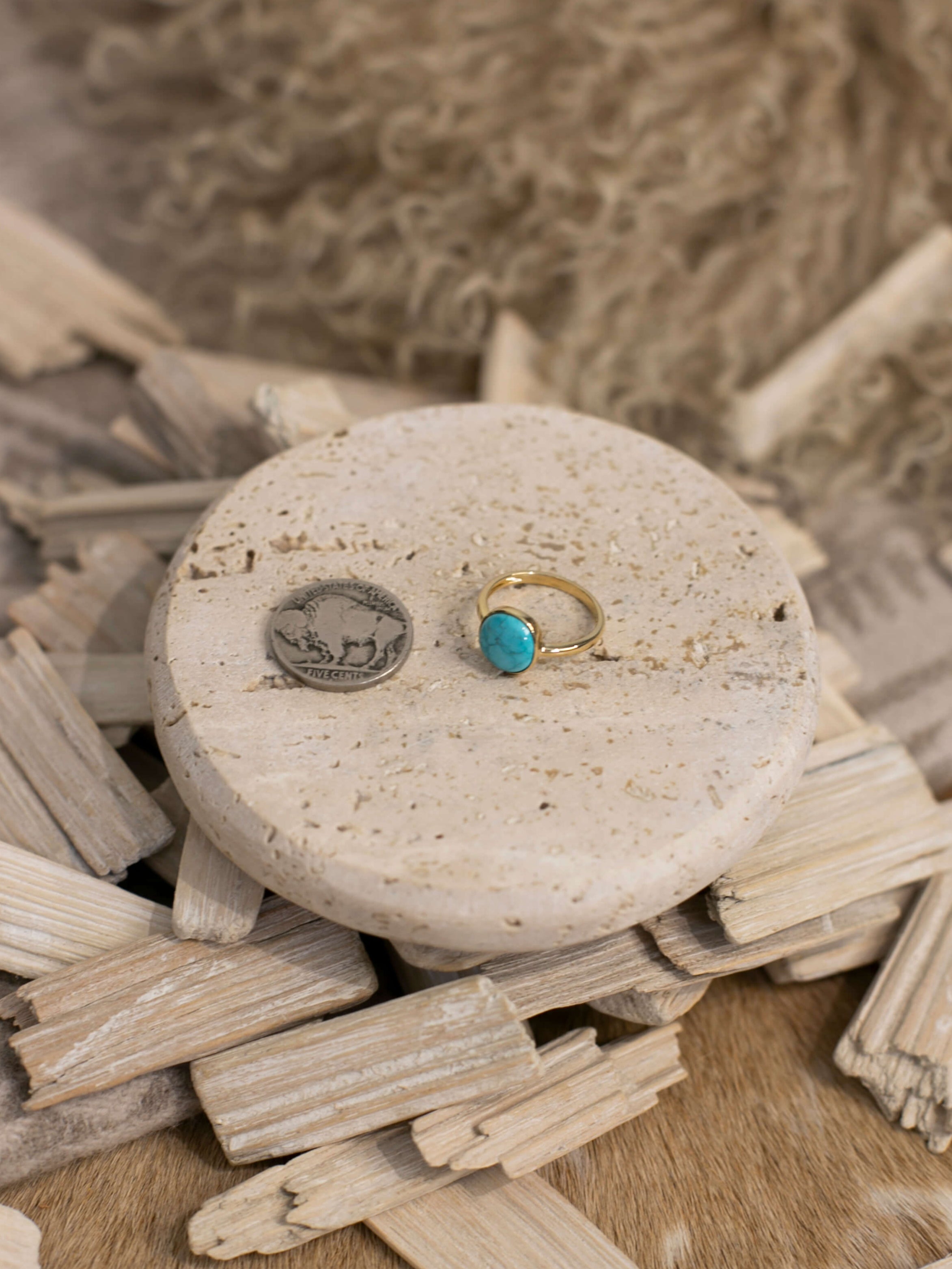 The Bordeaux 14k and Turquoise Ring 13, Sz 6-Rings-Calli Co., Turquoise and Silver Jewelry, Native American Handmade, Zuni Tribe, Navajo Tribe, Brock Texas