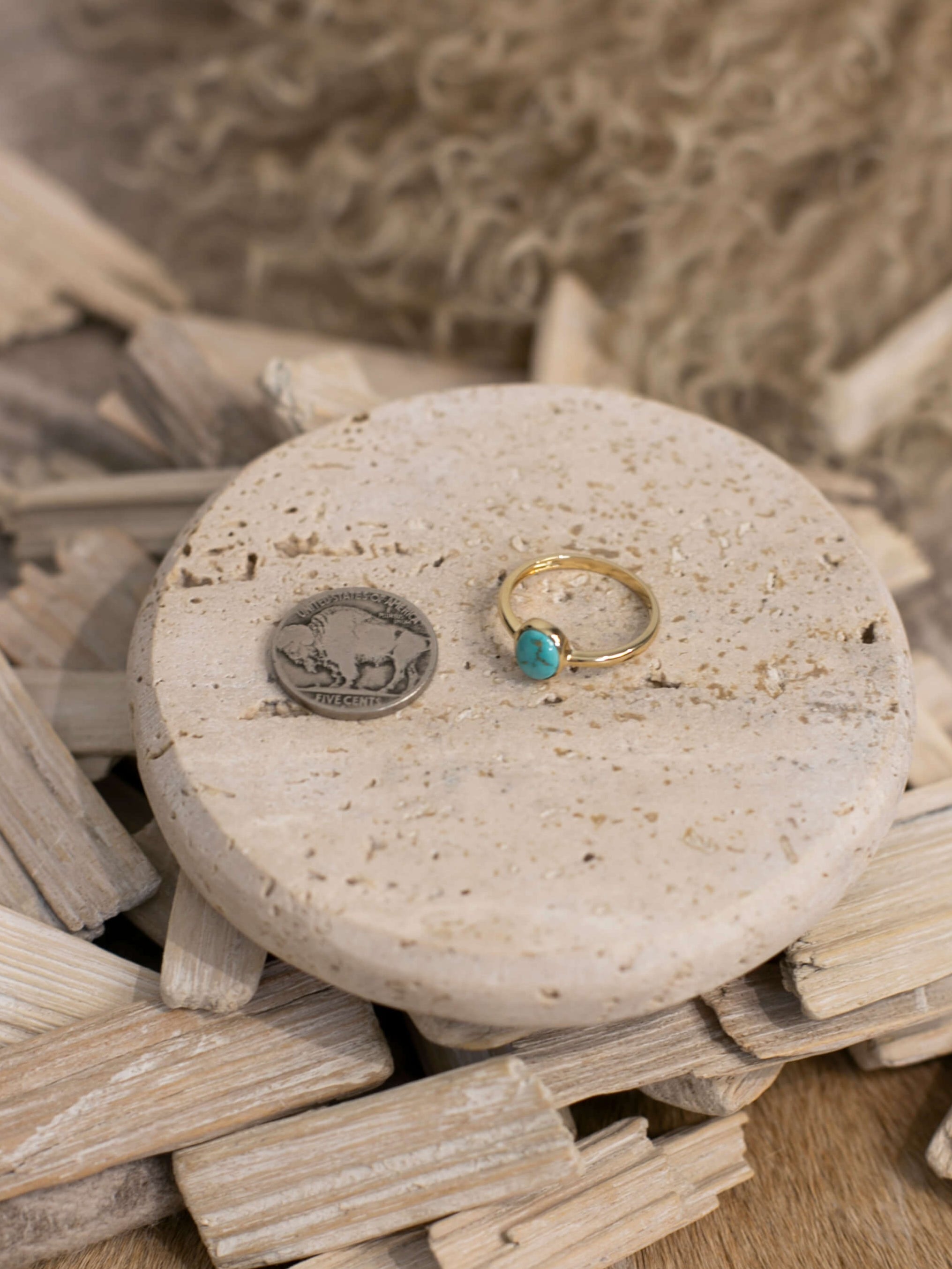 The Paris 14k and Turquoise Ring 1, Sz 8-Rings-Calli Co., Turquoise and Silver Jewelry, Native American Handmade, Zuni Tribe, Navajo Tribe, Brock Texas