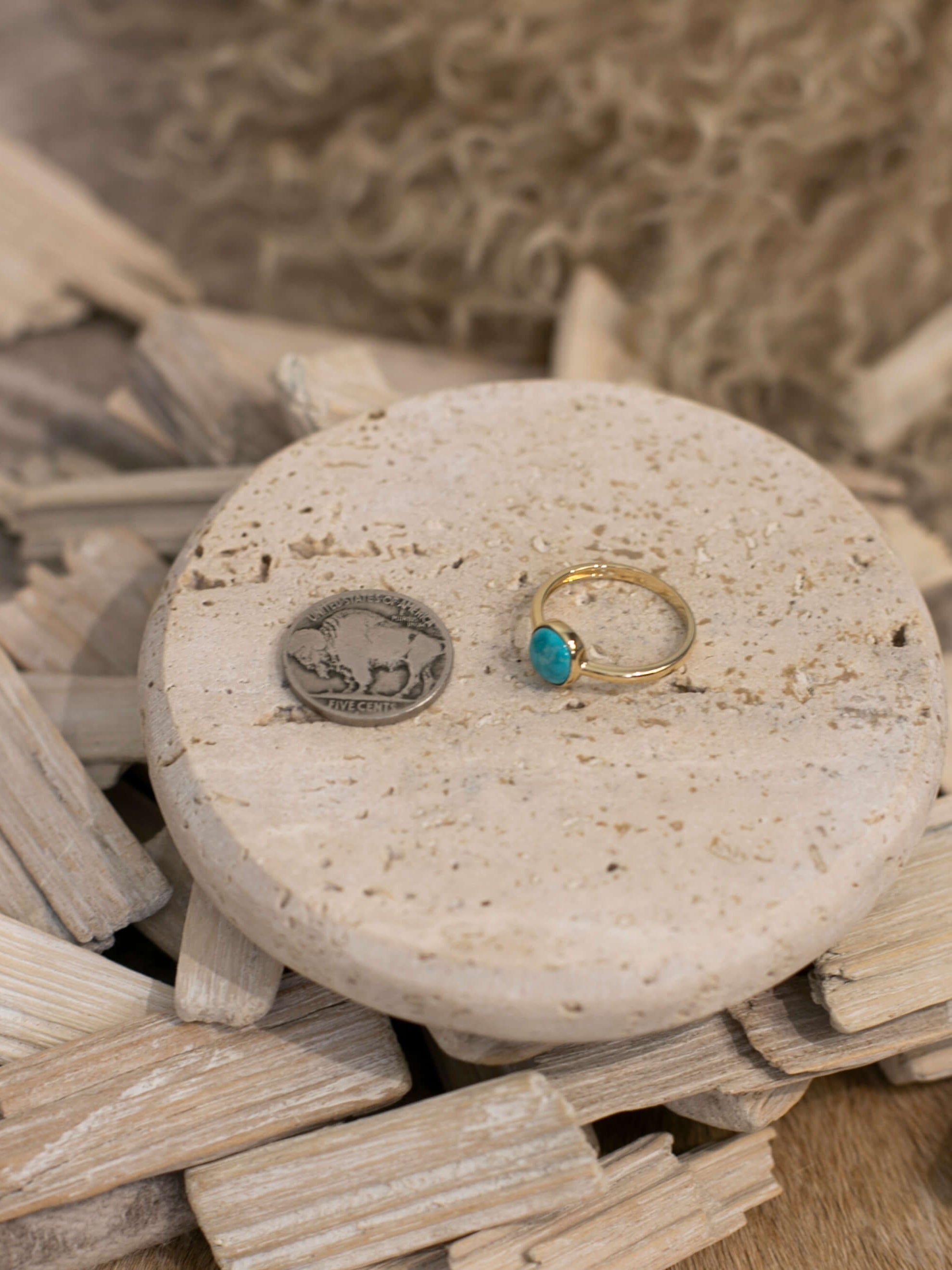 The Paris 14k and Turquoise Ring 4, Sz 8-Rings-Calli Co., Turquoise and Silver Jewelry, Native American Handmade, Zuni Tribe, Navajo Tribe, Brock Texas