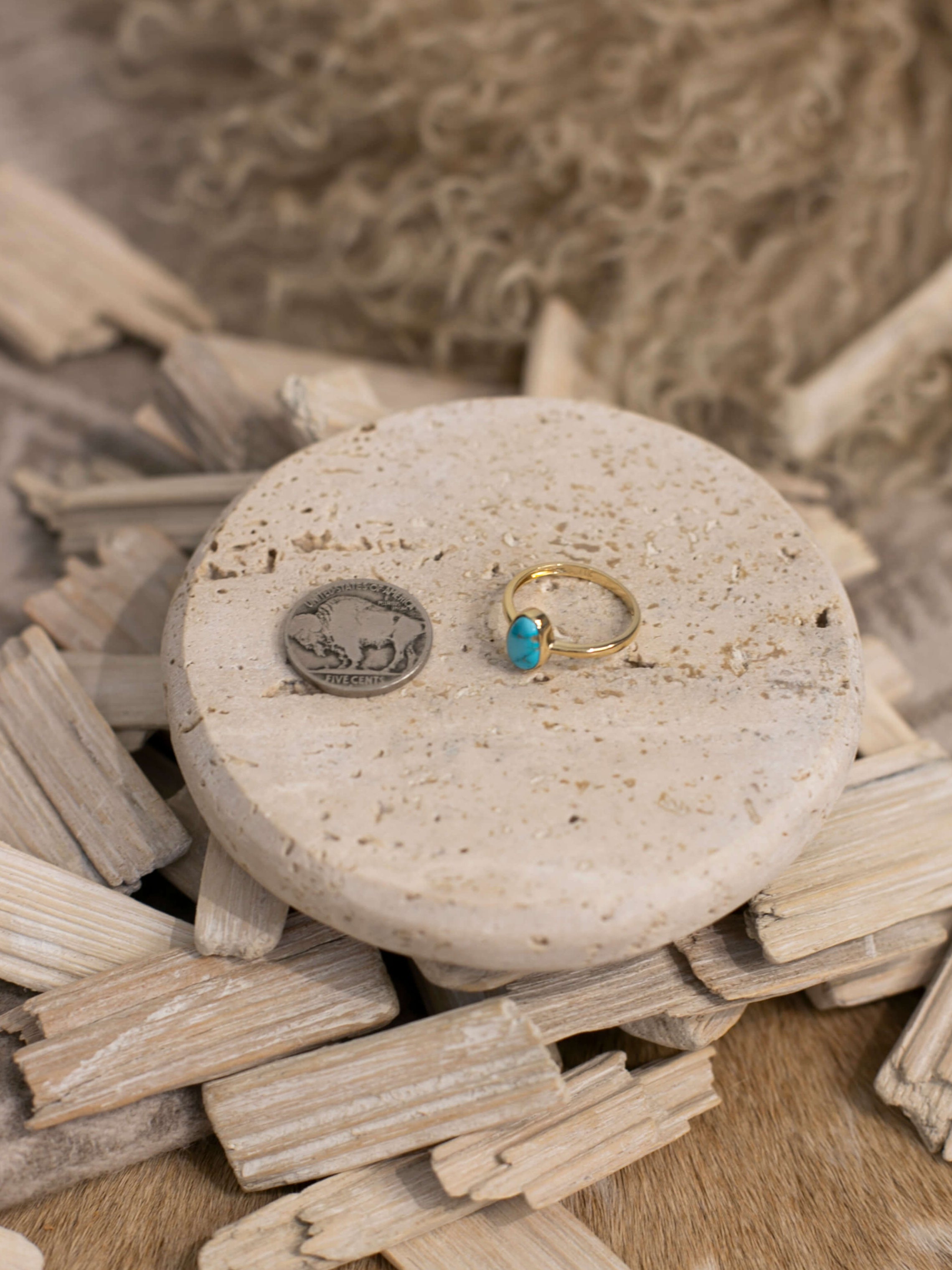 The Paris 14k and Turquoise Ring 5, Sz 7-Rings-Calli Co., Turquoise and Silver Jewelry, Native American Handmade, Zuni Tribe, Navajo Tribe, Brock Texas