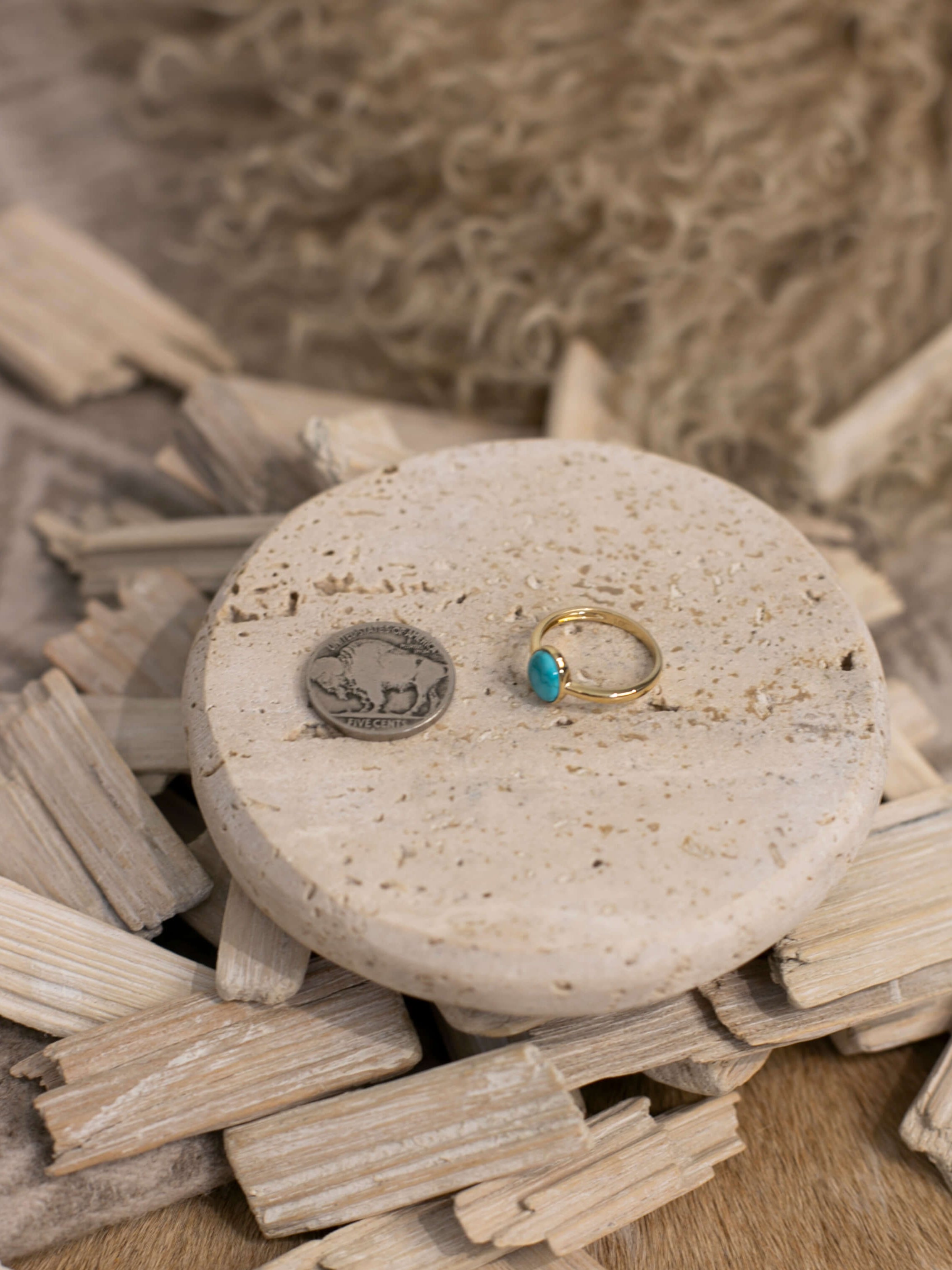 The Paris 14k and Turquoise Ring 6, Sz 6-Rings-Calli Co., Turquoise and Silver Jewelry, Native American Handmade, Zuni Tribe, Navajo Tribe, Brock Texas