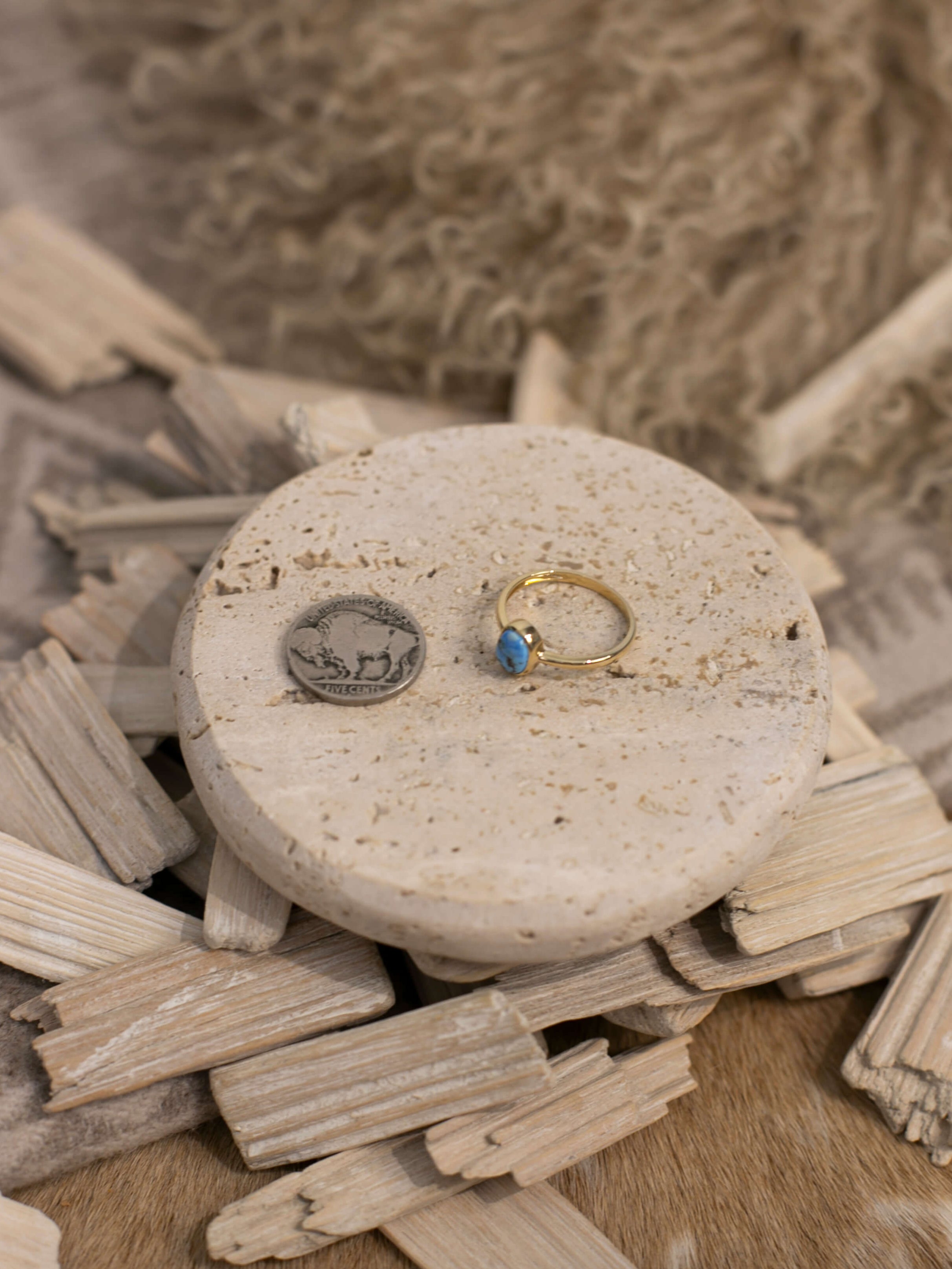 The Paris 14k and Turquoise Ring 10, Sz 9-Rings-Calli Co., Turquoise and Silver Jewelry, Native American Handmade, Zuni Tribe, Navajo Tribe, Brock Texas