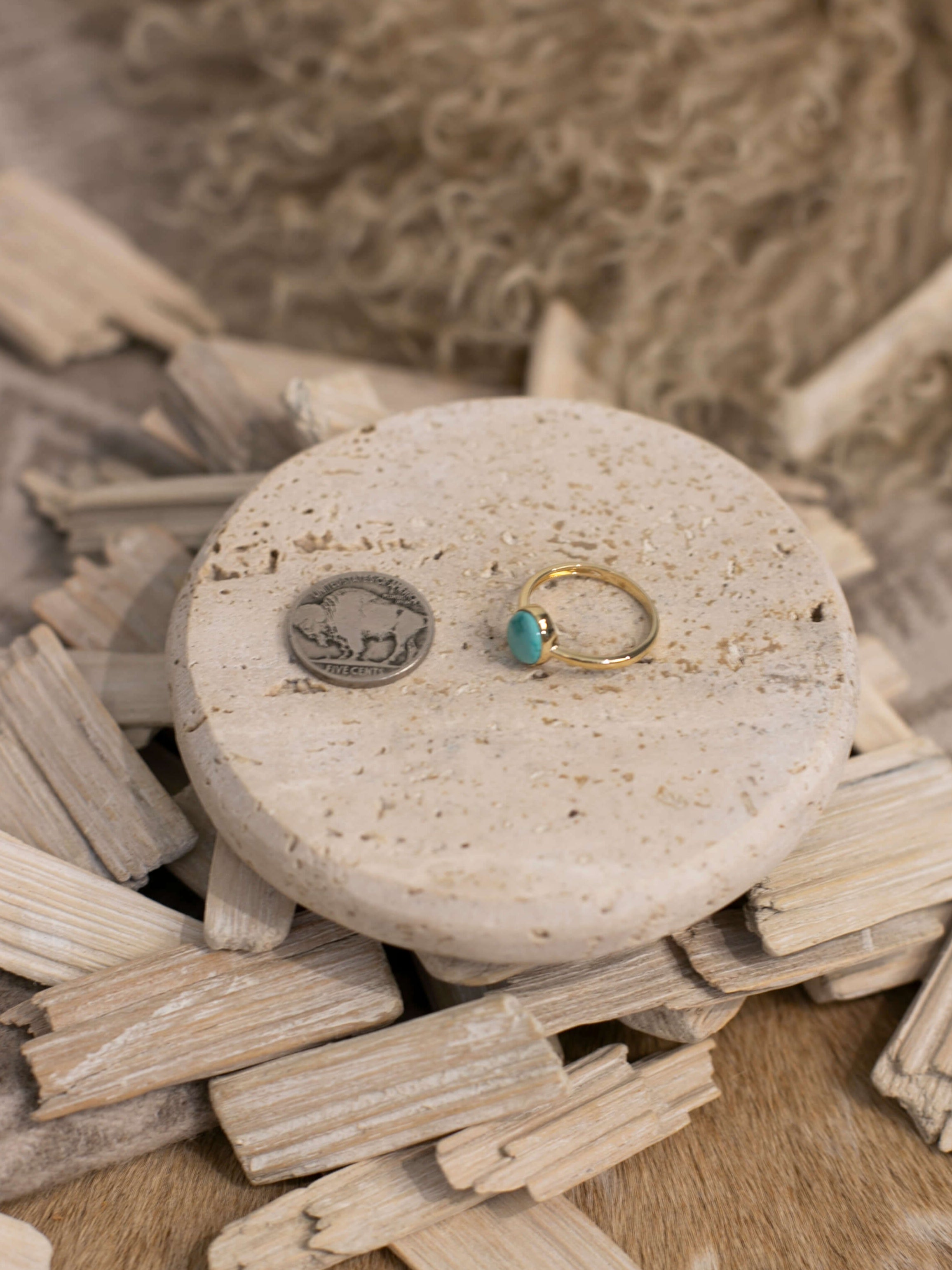 The Paris 14k and Turquoise Ring 13, Sz 8-Rings-Calli Co., Turquoise and Silver Jewelry, Native American Handmade, Zuni Tribe, Navajo Tribe, Brock Texas