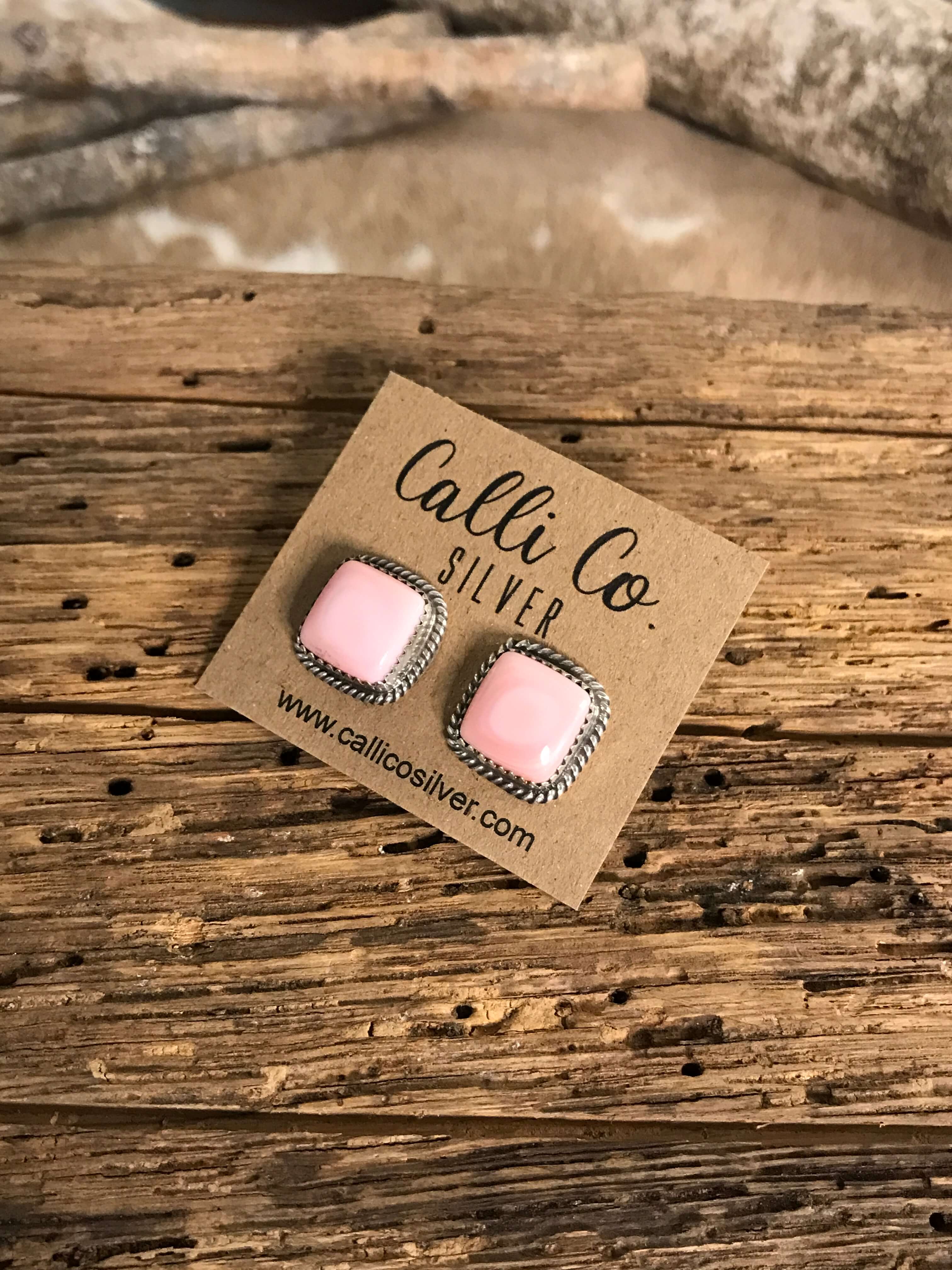 The Pink Conch Studs, 1-Earrings-Calli Co., Turquoise and Silver Jewelry, Native American Handmade, Zuni Tribe, Navajo Tribe, Brock Texas