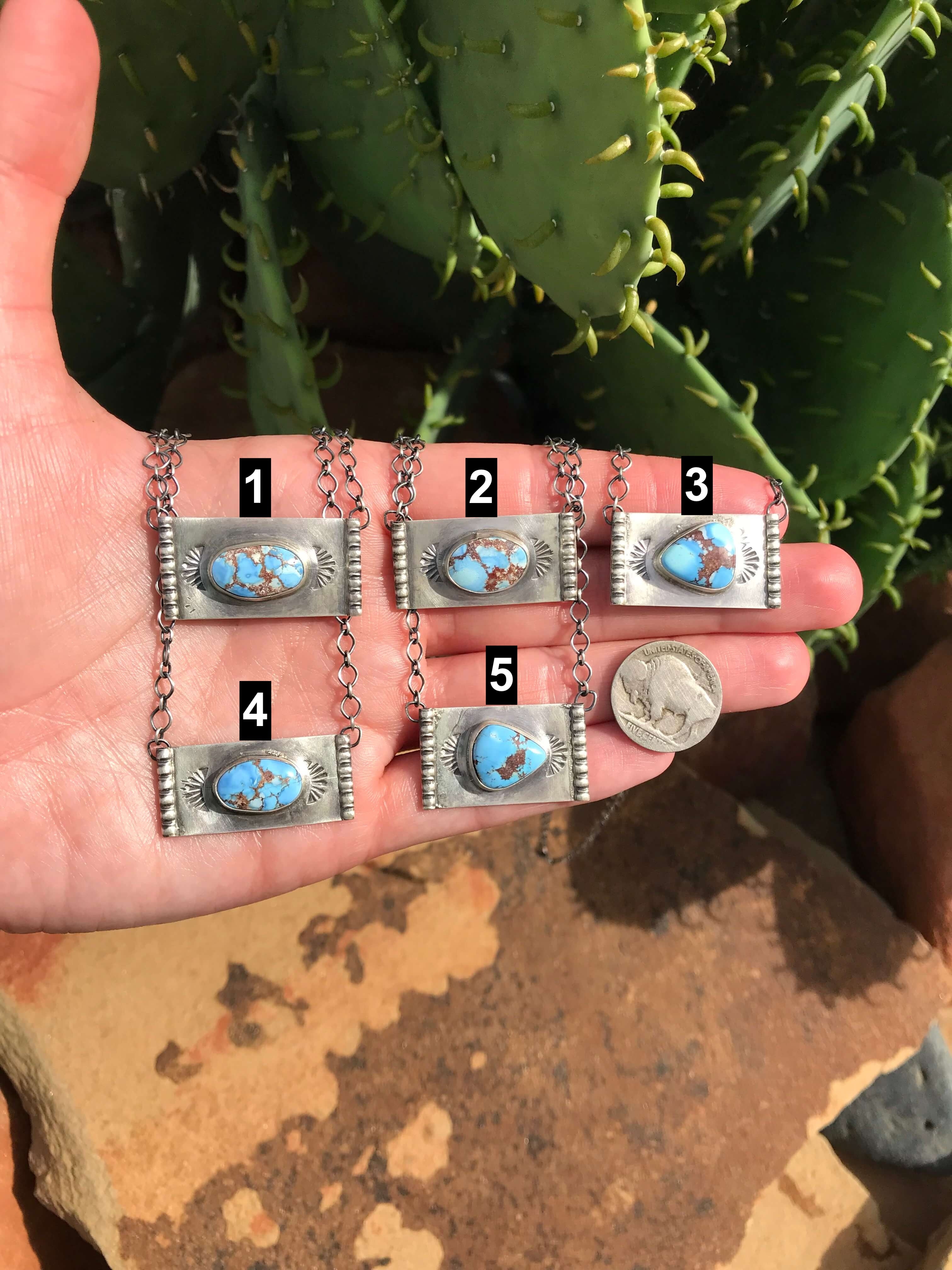 The Skyline Golden Hills Necklaces-Necklaces-Calli Co., Turquoise and Silver Jewelry, Native American Handmade, Zuni Tribe, Navajo Tribe, Brock Texas