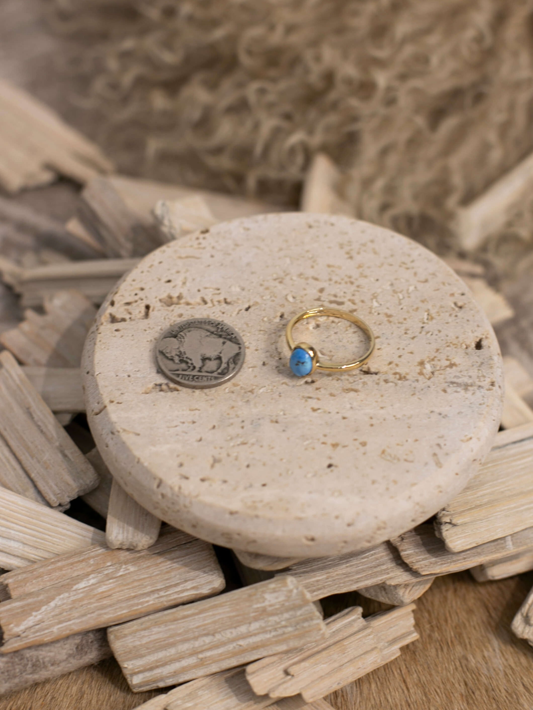 The Paris 14k and Turquoise Ring 15, Sz 9-Rings-Calli Co., Turquoise and Silver Jewelry, Native American Handmade, Zuni Tribe, Navajo Tribe, Brock Texas