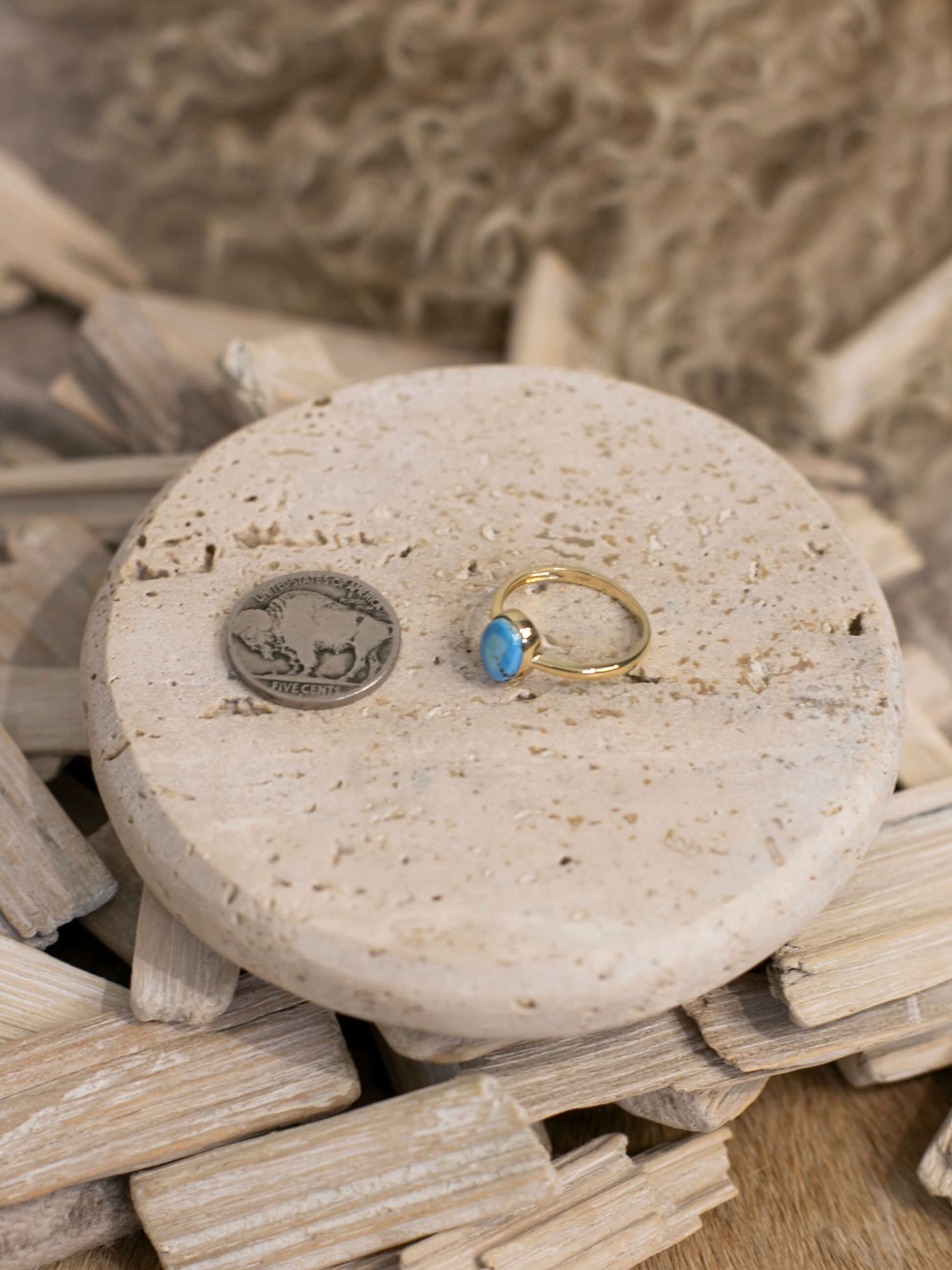 The Paris 14k and Turquoise Ring 17, Sz 7-Rings-Calli Co., Turquoise and Silver Jewelry, Native American Handmade, Zuni Tribe, Navajo Tribe, Brock Texas