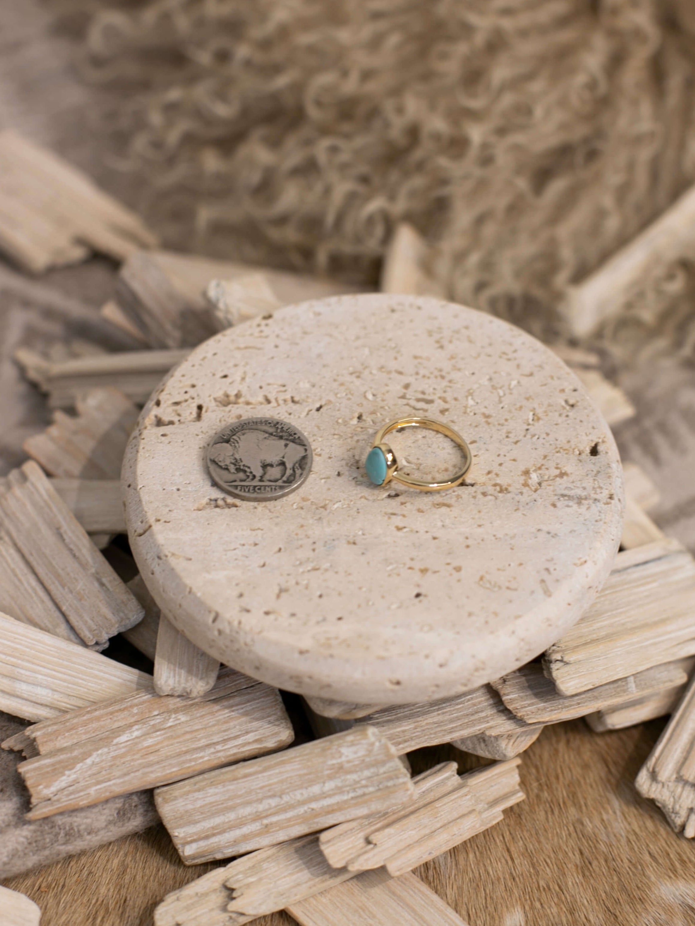 The Paris 14k and Turquoise Ring 18, Sz 7-Rings-Calli Co., Turquoise and Silver Jewelry, Native American Handmade, Zuni Tribe, Navajo Tribe, Brock Texas