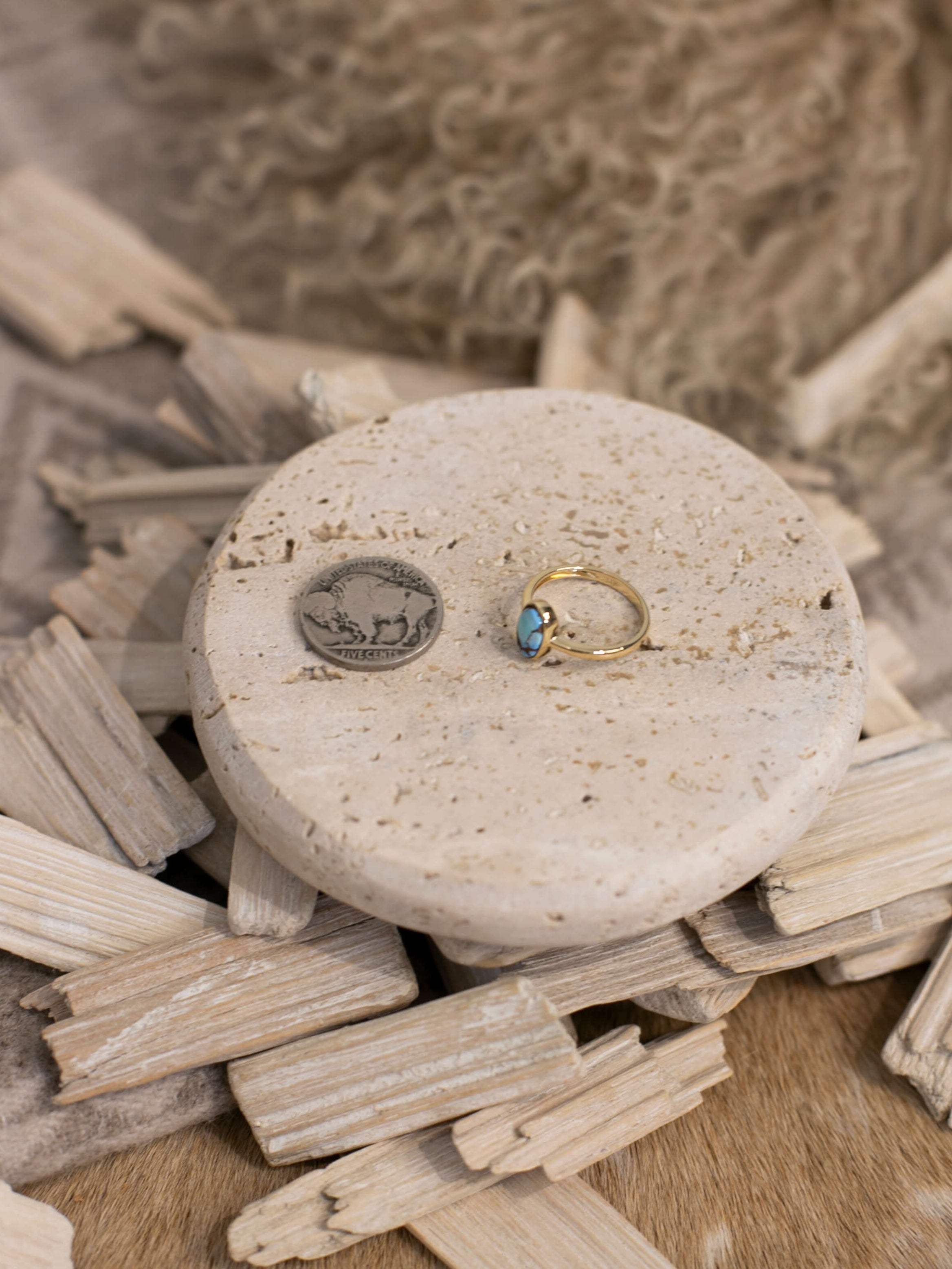 The Paris 14k and Turquoise Ring 19, Sz 6-Rings-Calli Co., Turquoise and Silver Jewelry, Native American Handmade, Zuni Tribe, Navajo Tribe, Brock Texas