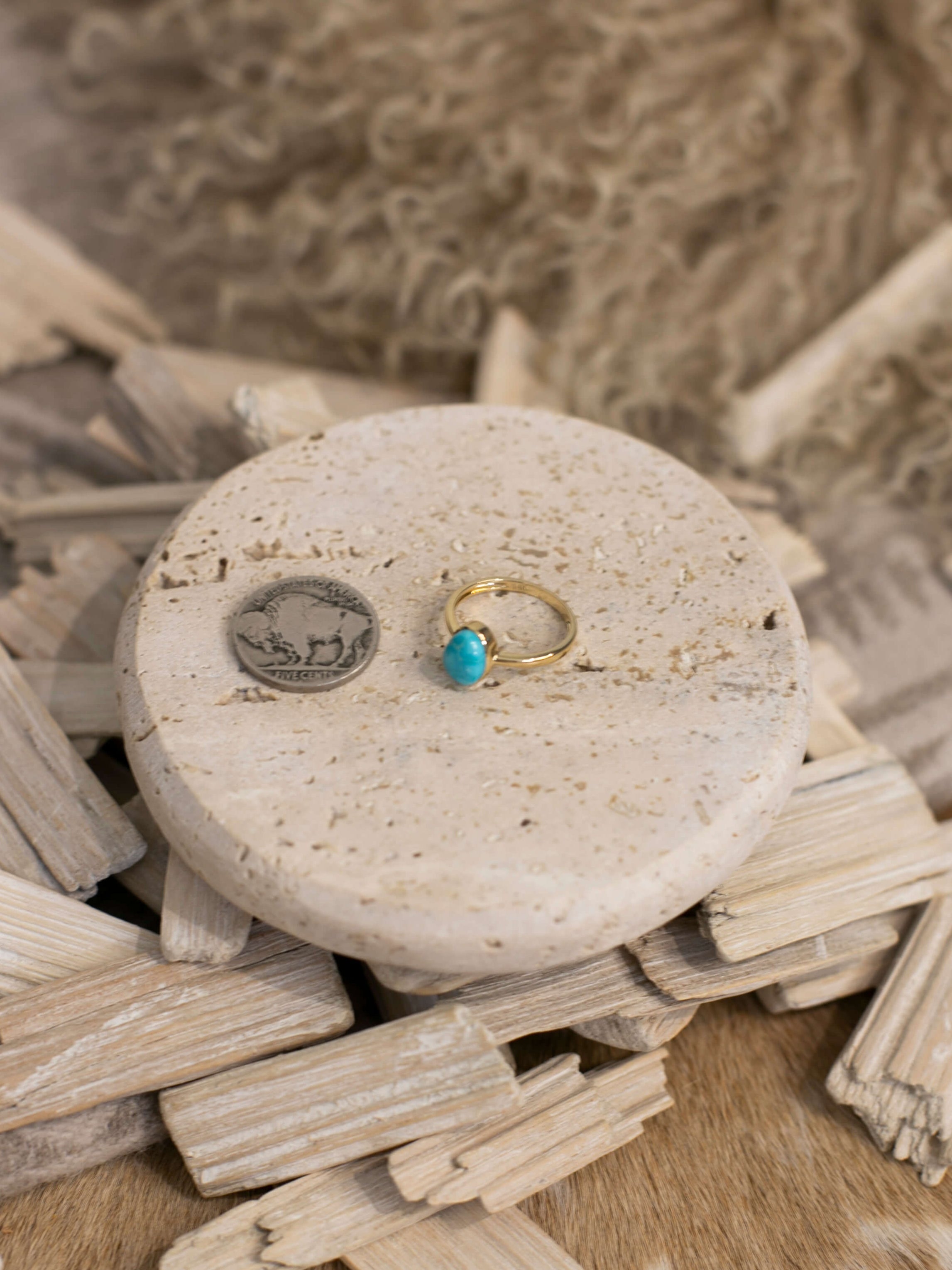 The Paris 14k and Turquoise Ring 21, Sz 6-Rings-Calli Co., Turquoise and Silver Jewelry, Native American Handmade, Zuni Tribe, Navajo Tribe, Brock Texas