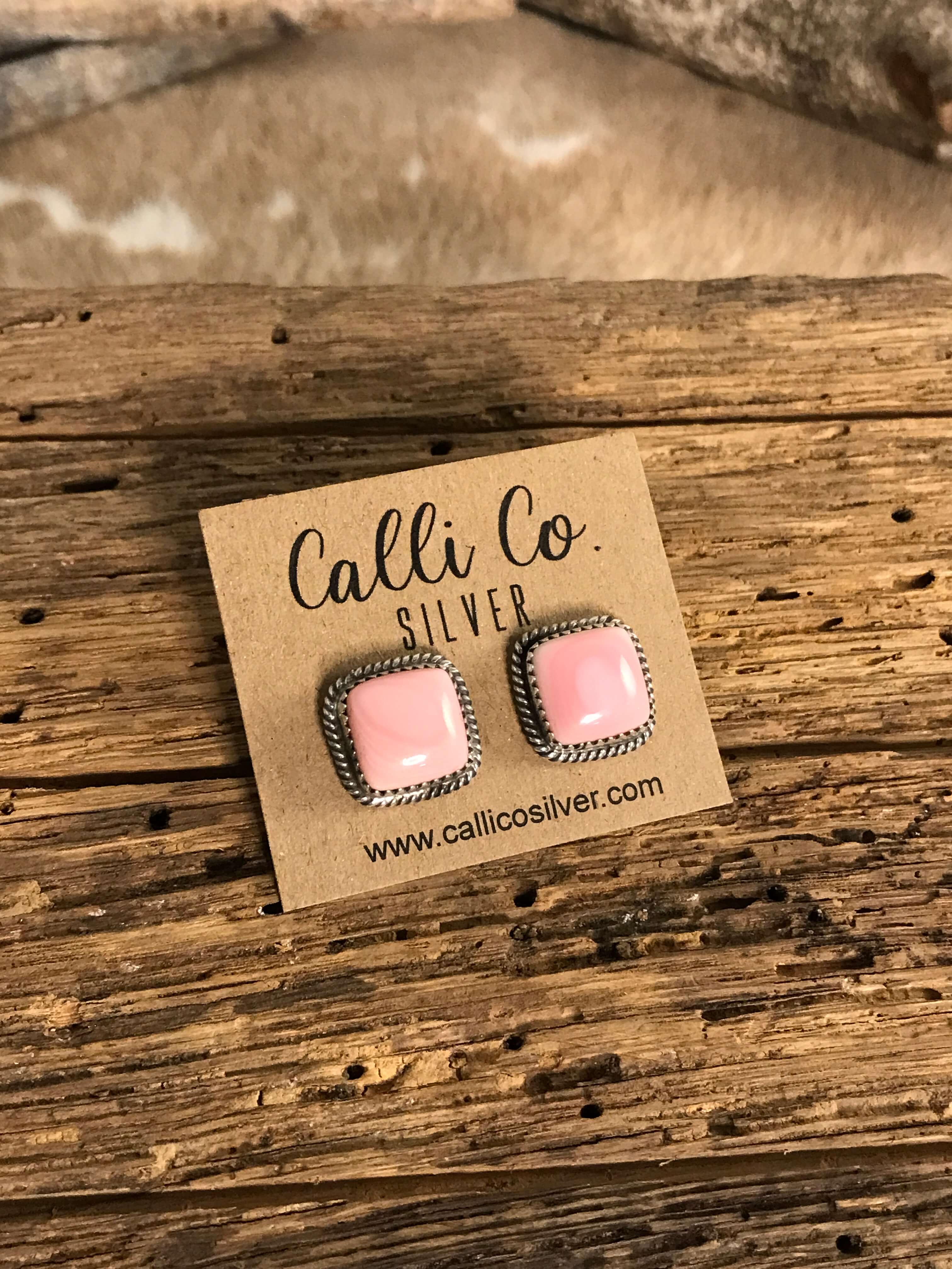 The Pink Conch Studs, 7-Earrings-Calli Co., Turquoise and Silver Jewelry, Native American Handmade, Zuni Tribe, Navajo Tribe, Brock Texas