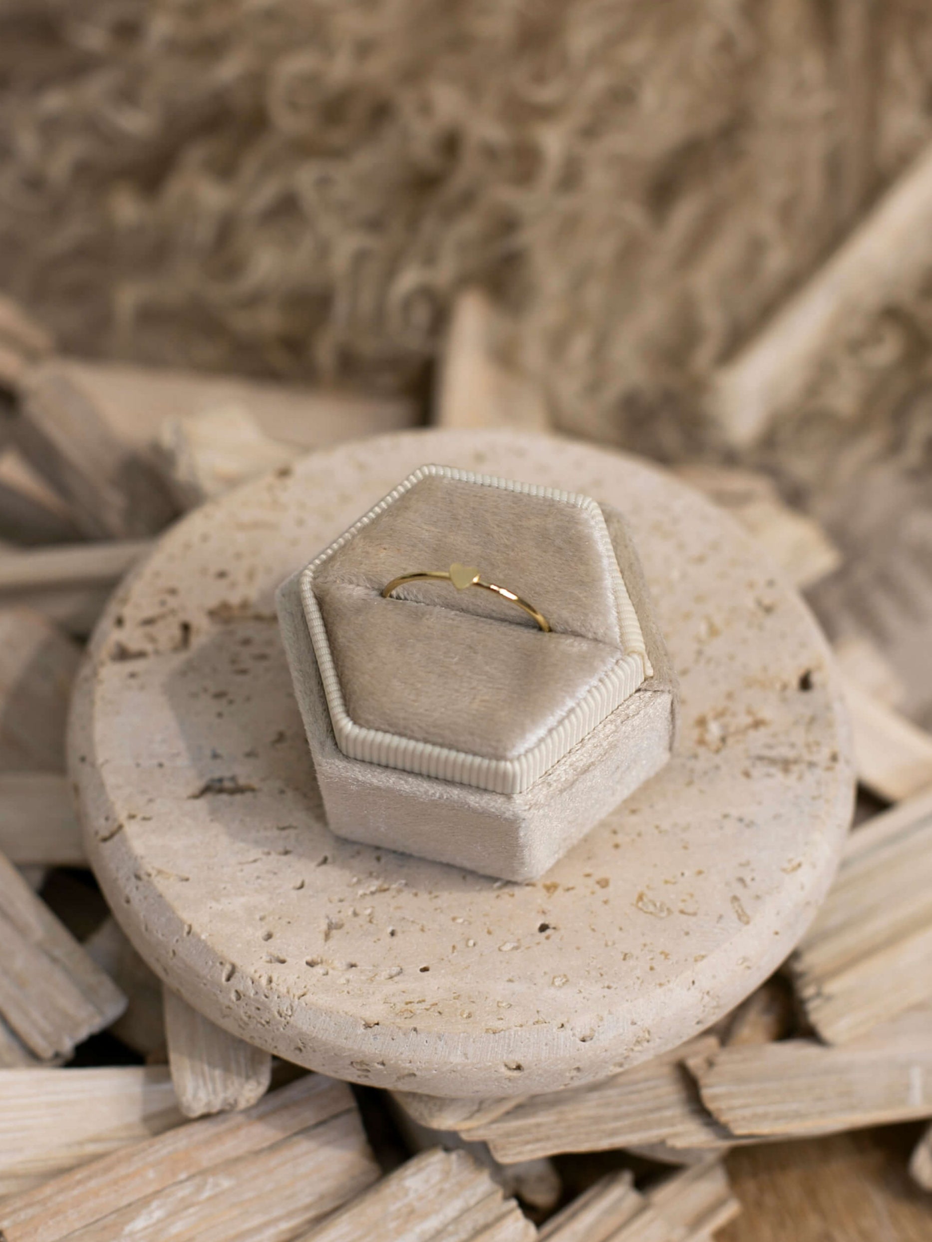 The Dainty Gold Heart Ring-Rings-Calli Co., Turquoise and Silver Jewelry, Native American Handmade, Zuni Tribe, Navajo Tribe, Brock Texas