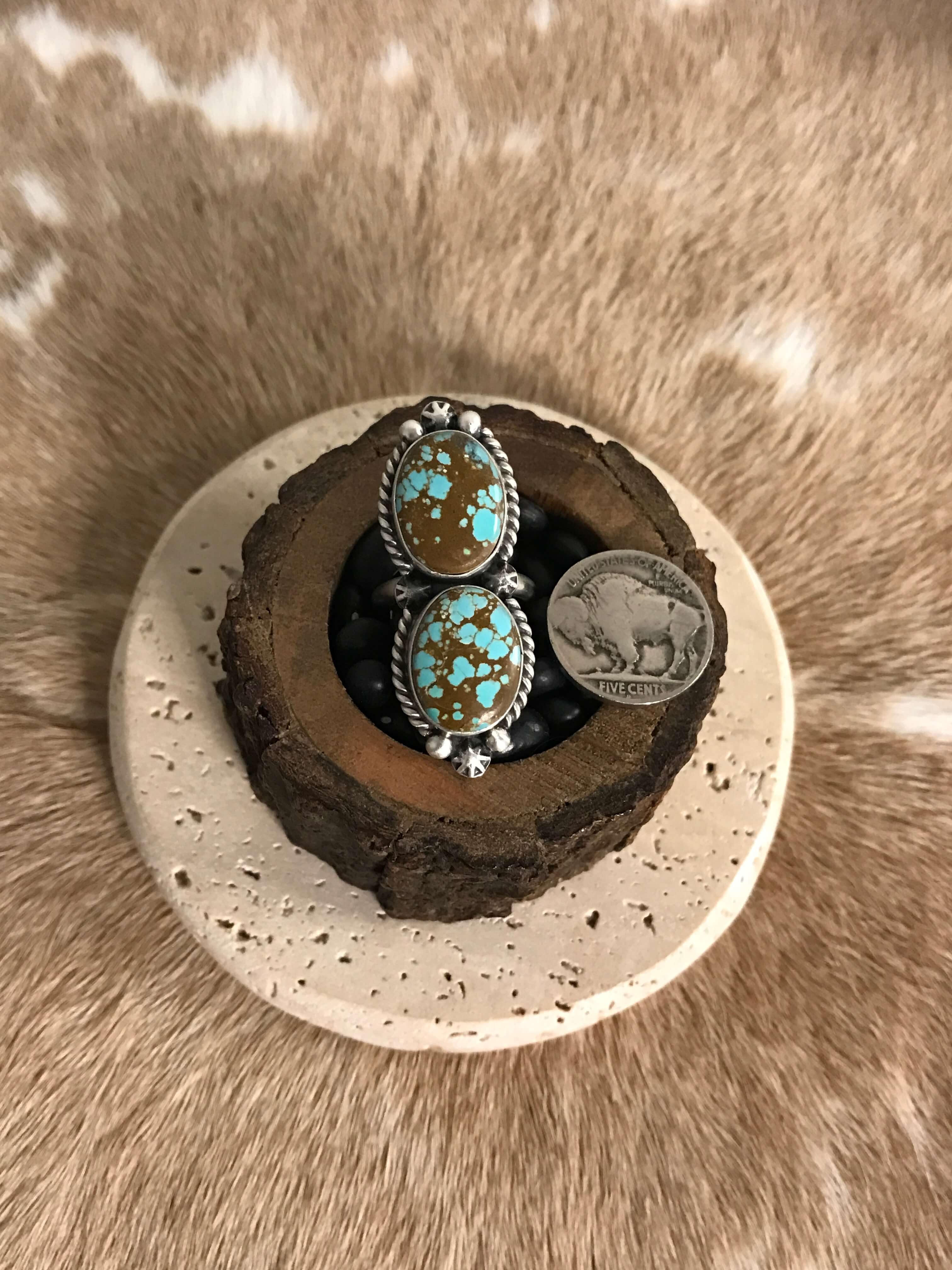 The Roanoke Adjustable Ring, 3-Rings-Calli Co., Turquoise and Silver Jewelry, Native American Handmade, Zuni Tribe, Navajo Tribe, Brock Texas