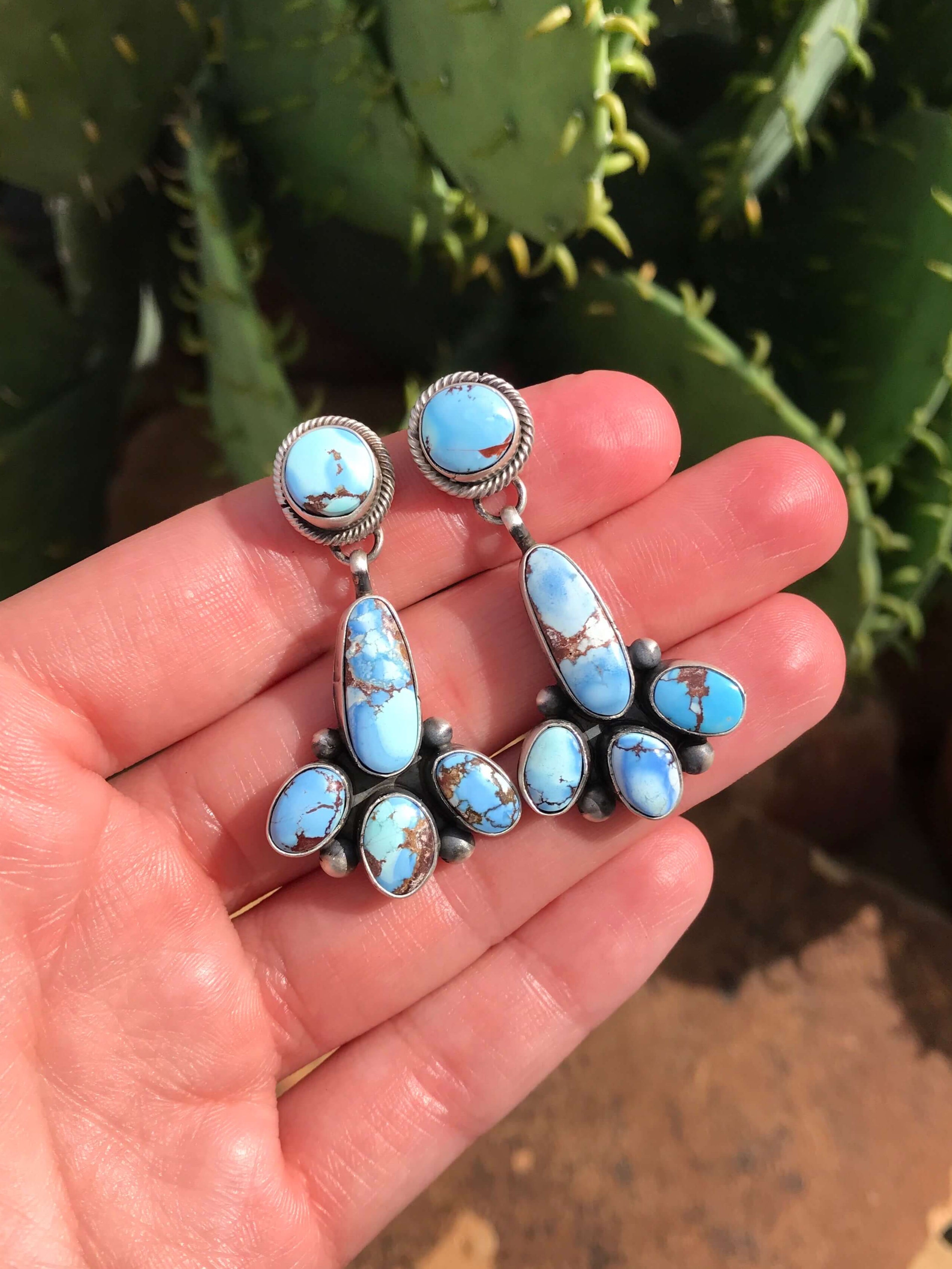 The Somerset Earrings, 2 XX-Earrings-Calli Co., Turquoise and Silver Jewelry, Native American Handmade, Zuni Tribe, Navajo Tribe, Brock Texas