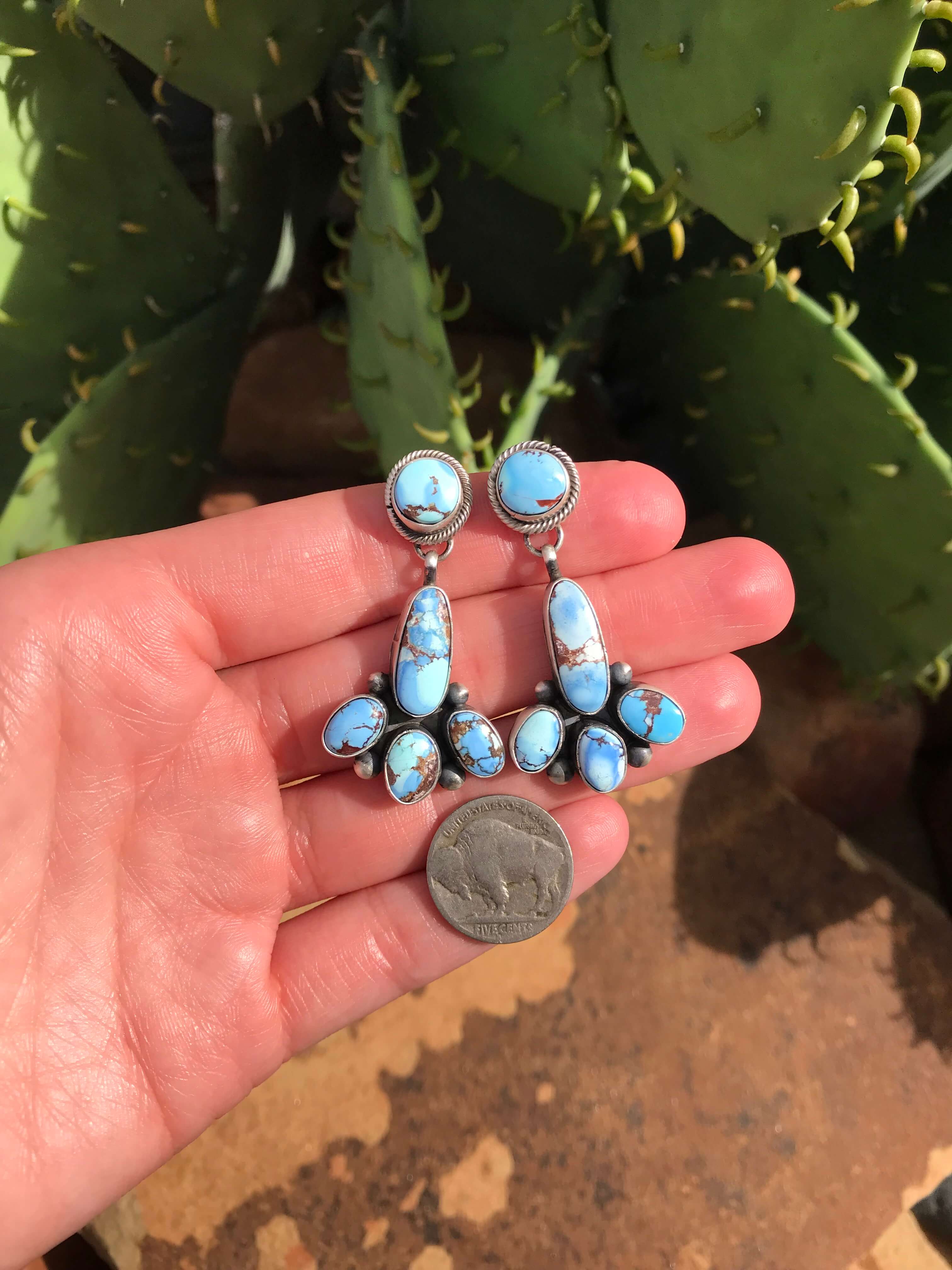 The Somerset Earrings, 2 XX-Earrings-Calli Co., Turquoise and Silver Jewelry, Native American Handmade, Zuni Tribe, Navajo Tribe, Brock Texas