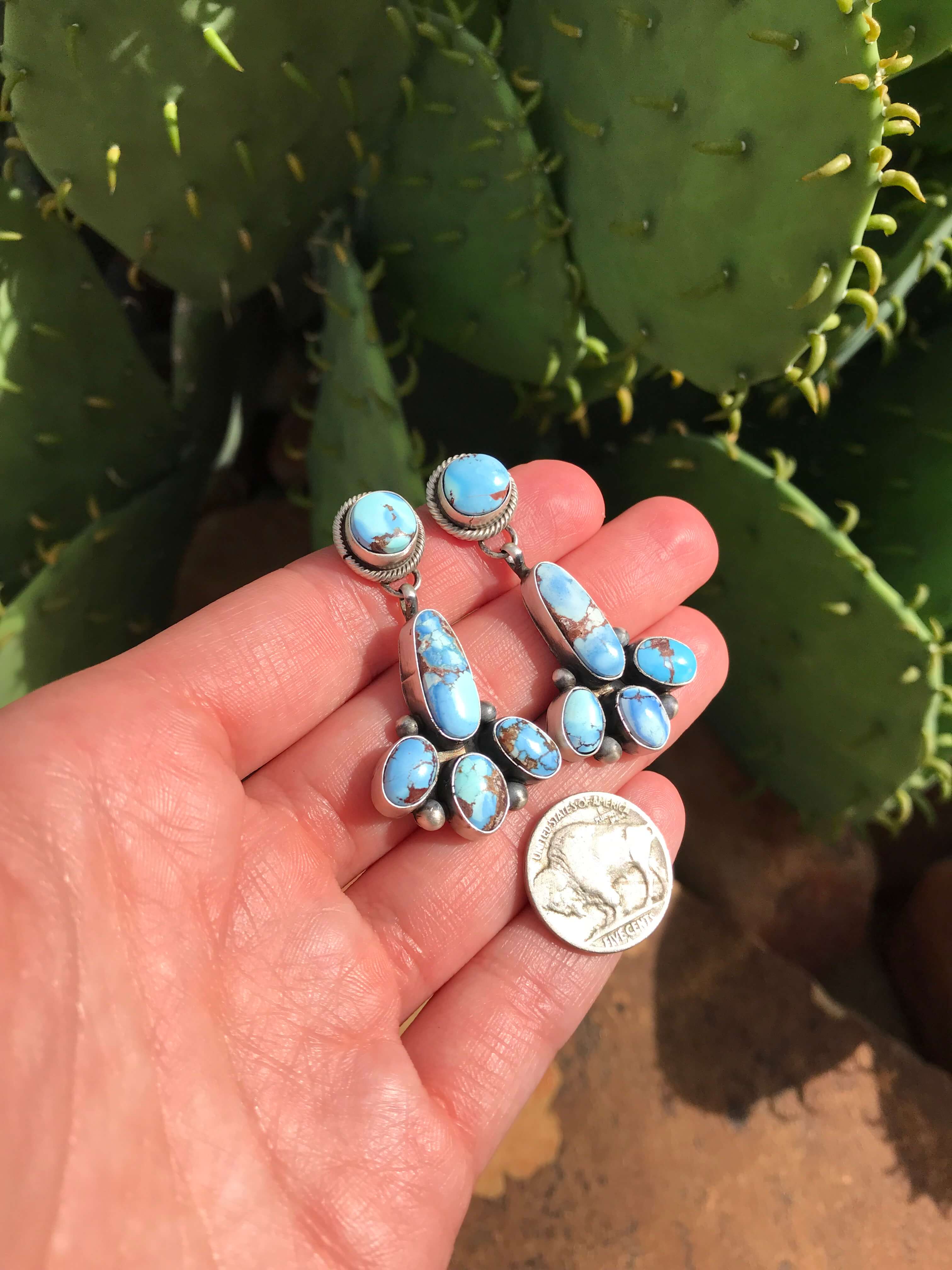 The Somerset Earrings, 2 XX-Earrings-Calli Co., Turquoise and Silver Jewelry, Native American Handmade, Zuni Tribe, Navajo Tribe, Brock Texas