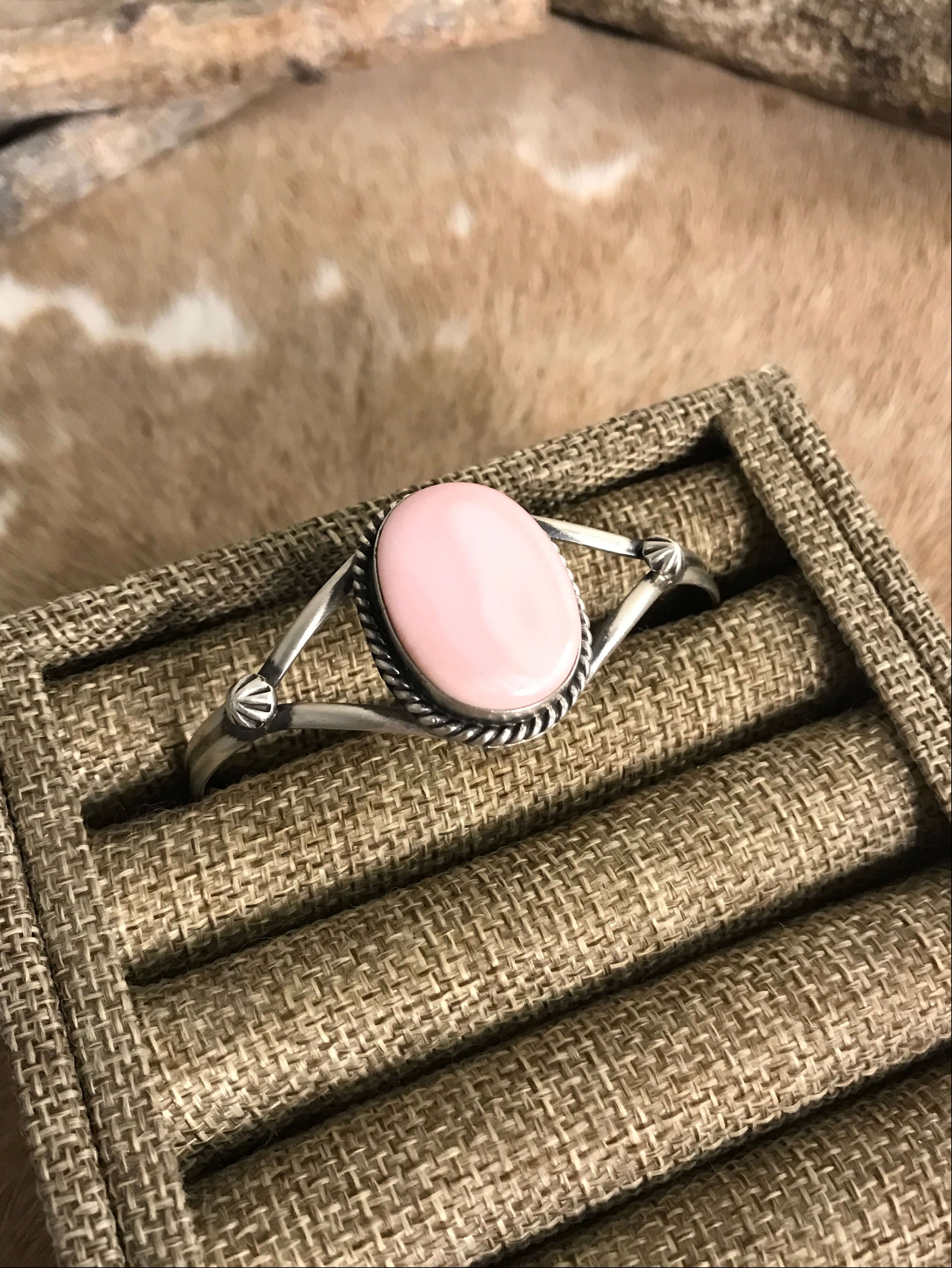 The Crest Pink Conch Cuff, 2-Bracelets & Cuffs-Calli Co., Turquoise and Silver Jewelry, Native American Handmade, Zuni Tribe, Navajo Tribe, Brock Texas
