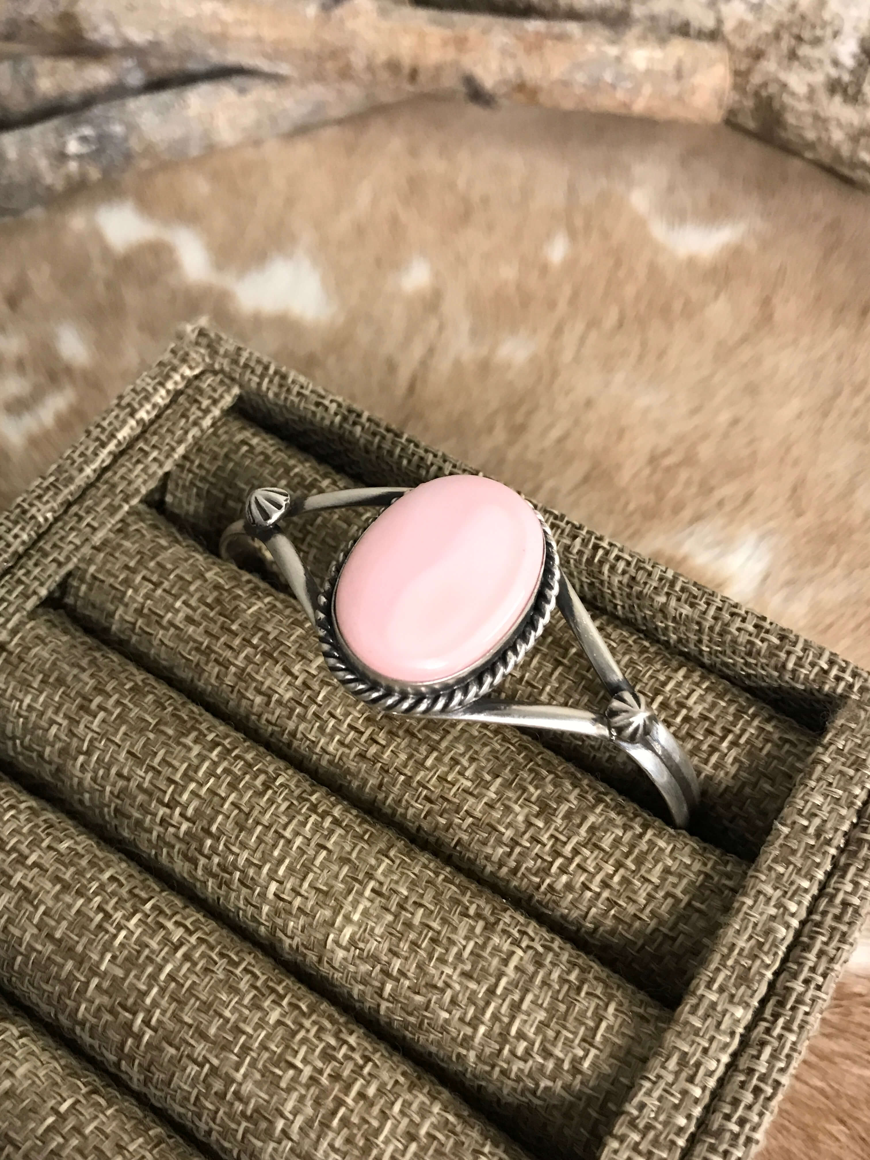 The Crest Pink Conch Cuff, 2-Bracelets & Cuffs-Calli Co., Turquoise and Silver Jewelry, Native American Handmade, Zuni Tribe, Navajo Tribe, Brock Texas