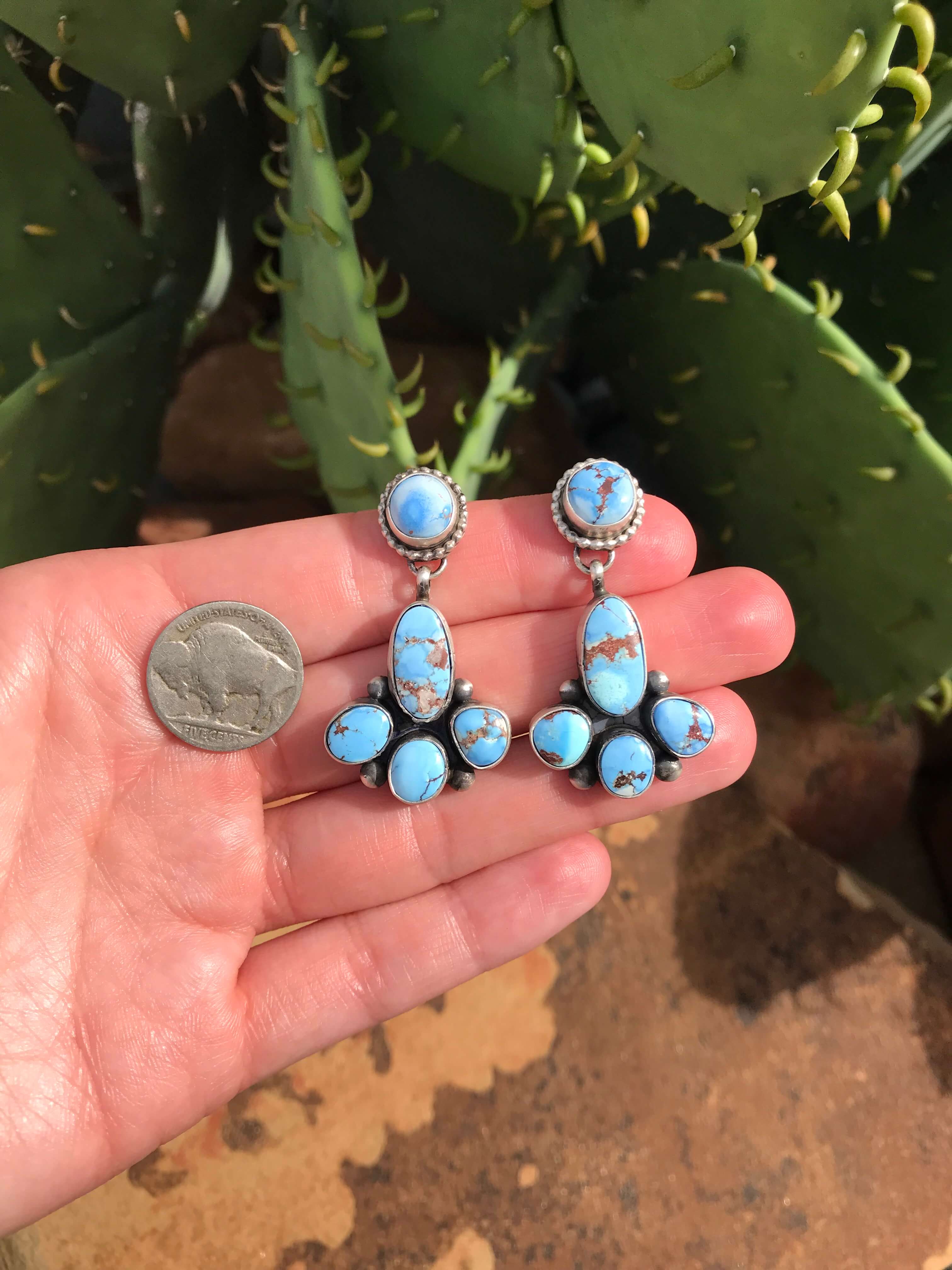 The Somerset Earrings, 1-Earrings-Calli Co., Turquoise and Silver Jewelry, Native American Handmade, Zuni Tribe, Navajo Tribe, Brock Texas
